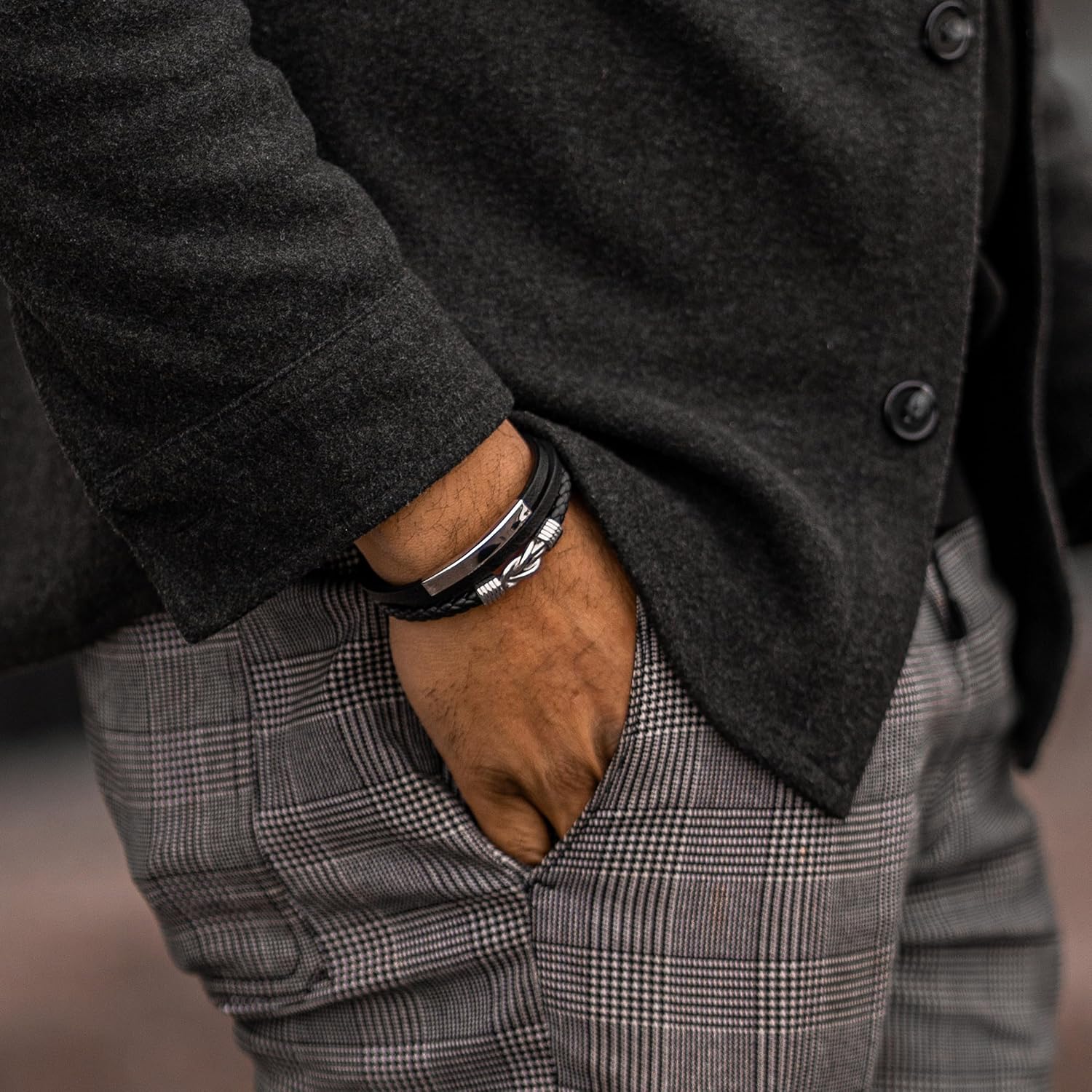 SERASAR Premium Leather Bracelet Men | Stainless Steel Magnetic Clasp | Three Colors | Jewelry Box Included image 5