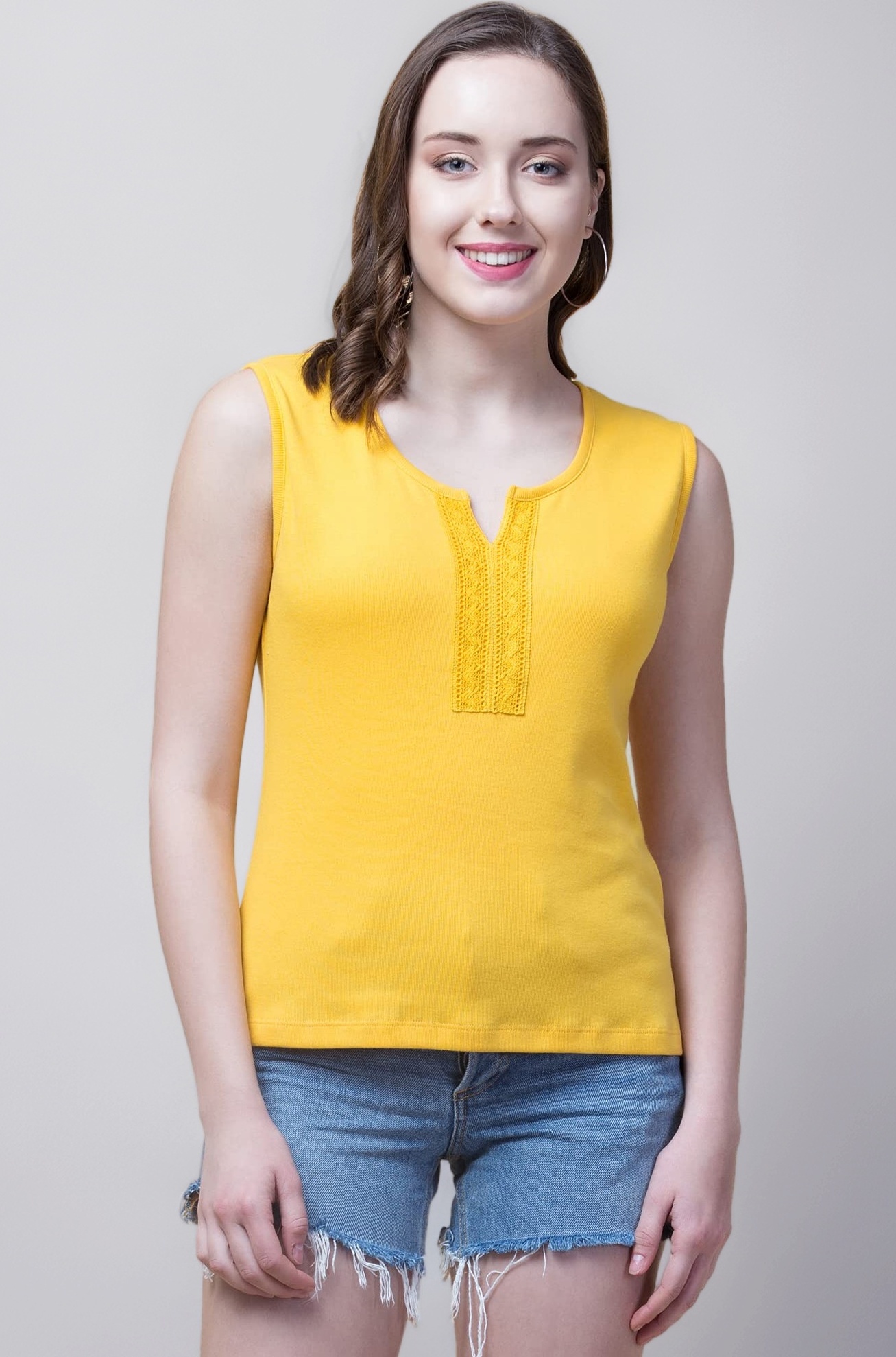 Pink Tank T Shirt Top for Women Made of Cotton Lycra