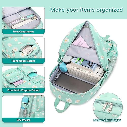 Miniatura 3 de Daisy - Mochila escolar para niñas, con lonchera, juego de bolsa de libros, mochilas para adolescentes y niñas
