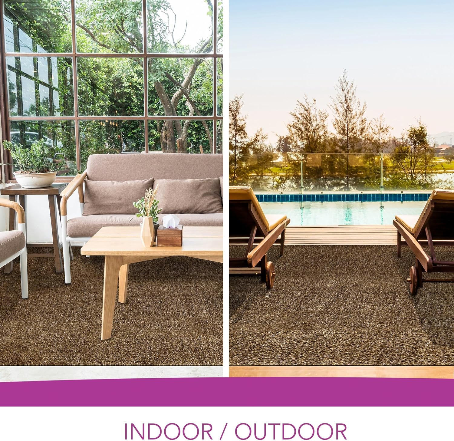 iCustomRug Synthetic Grass Rug – 4 x 8ft Brown Tan Turf Carpet for Patios, Yards, Boats, Camping – Indoor/Outdoor Use