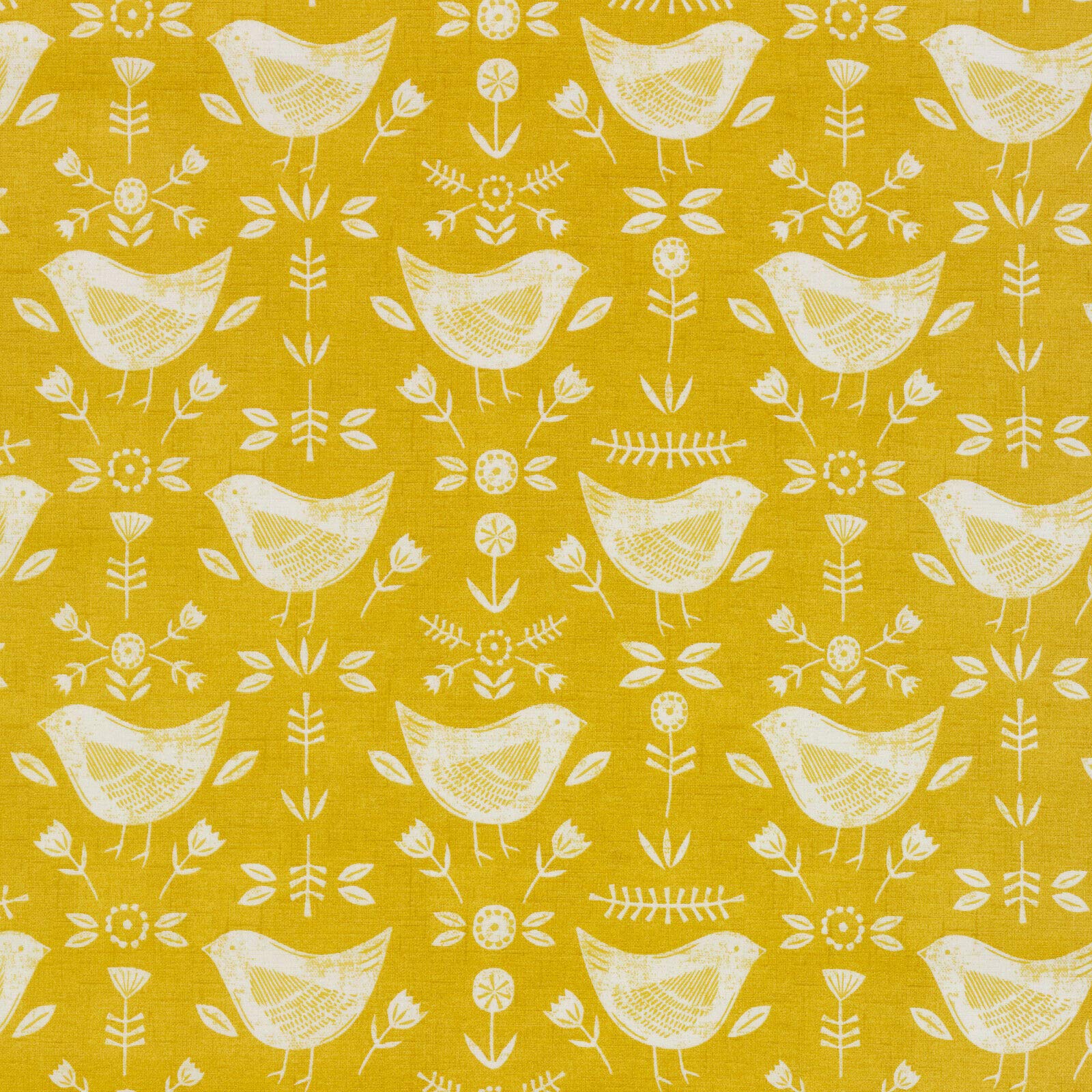 Fryetts Fabrics Yellow Ochre Cotton Oilcloth Tablecloth Wipe Clean Narvik Ochre Yellow Matt Finish Round (100Cm (39") Round)