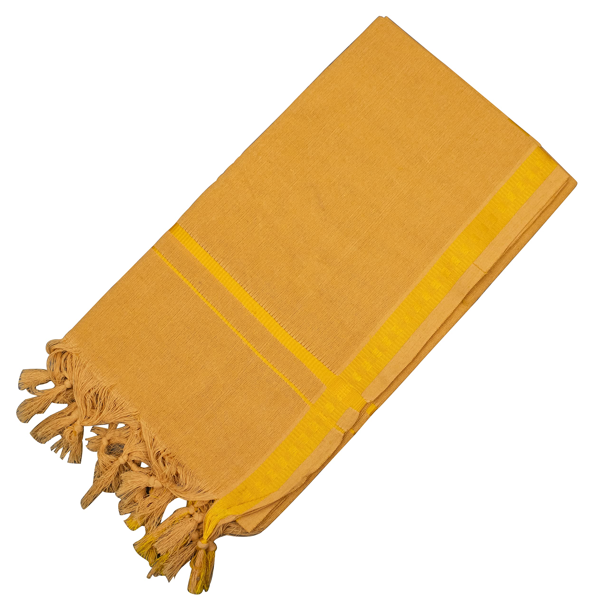 Spillbox Men's Color Border Cotton and Crush Jarigai Angavastram/Towel/kasavu Shawl/melmundu/uthareeyam/Traditional Pooja Towel - Small Border(Dark Yellow)-image-40