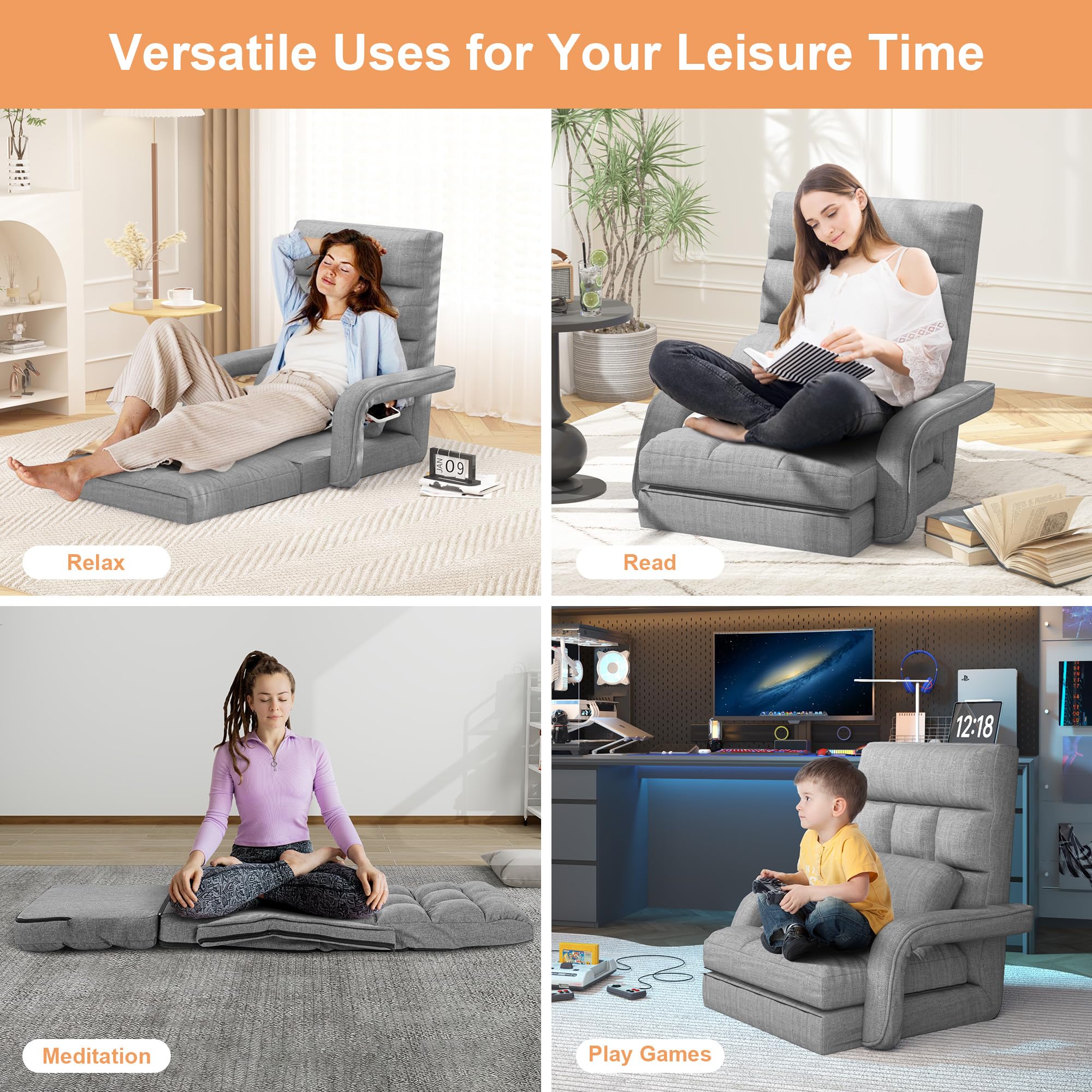 Amazon.com: Floor Chair with 6 Adjustable Position, Chaise Lounge