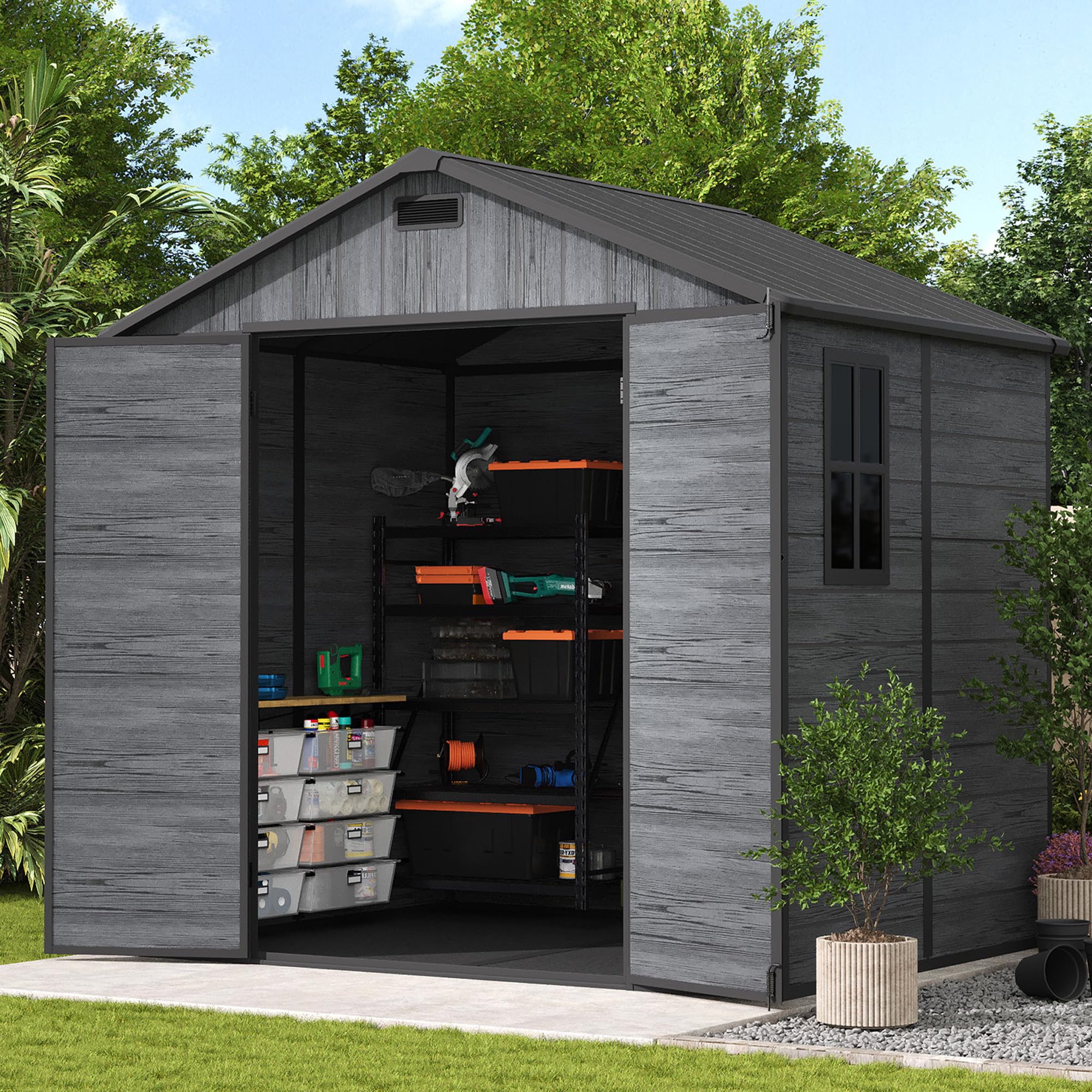 UDPATIO Resin Storage Shed 8x6 FT
