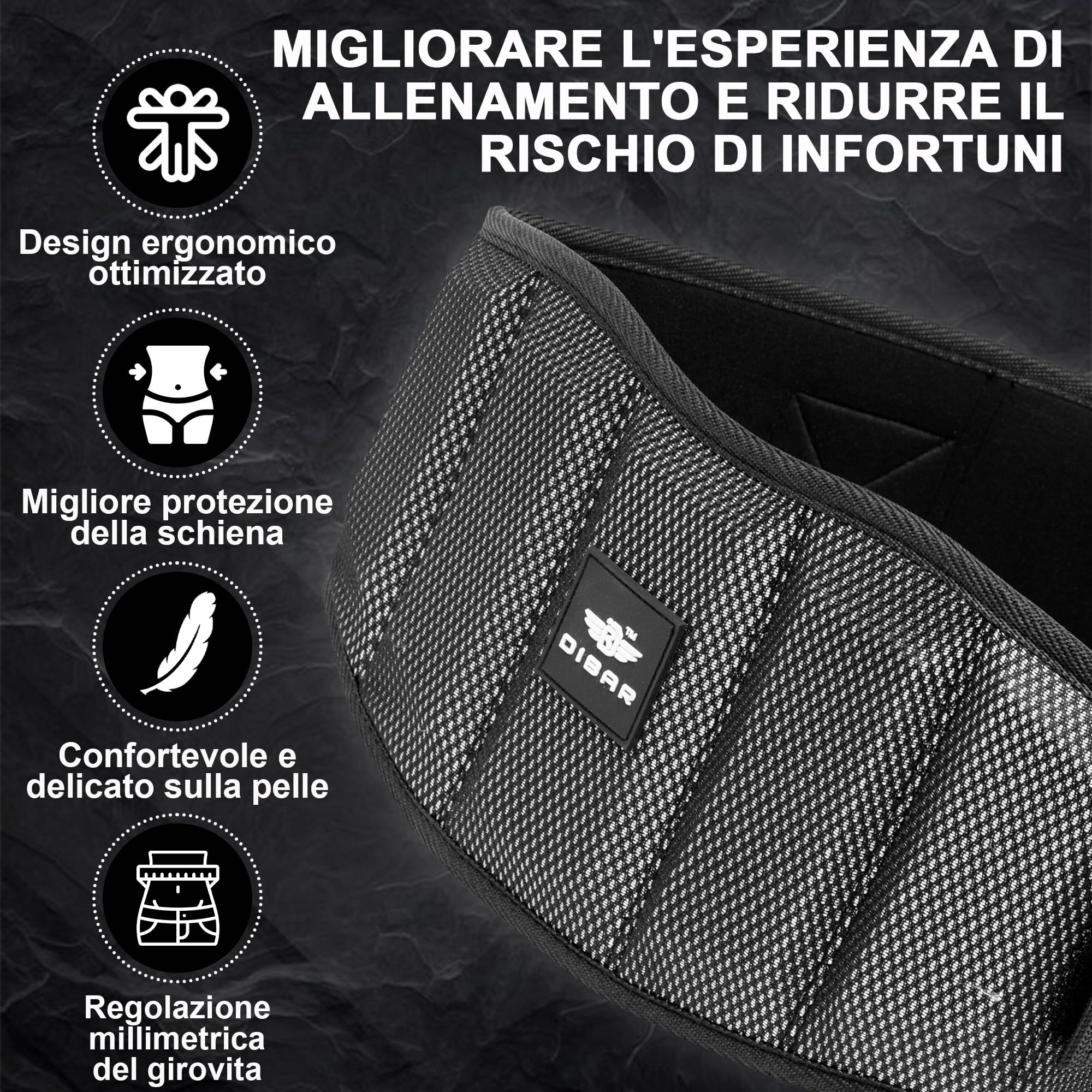 DIBAR Cintura Palestra uomo e donna. Cintura Powerlifting Bodybuilding. Aumenta l'intensità, la sicurezza e il comfort. Supporto lombare da sollevamento pesi