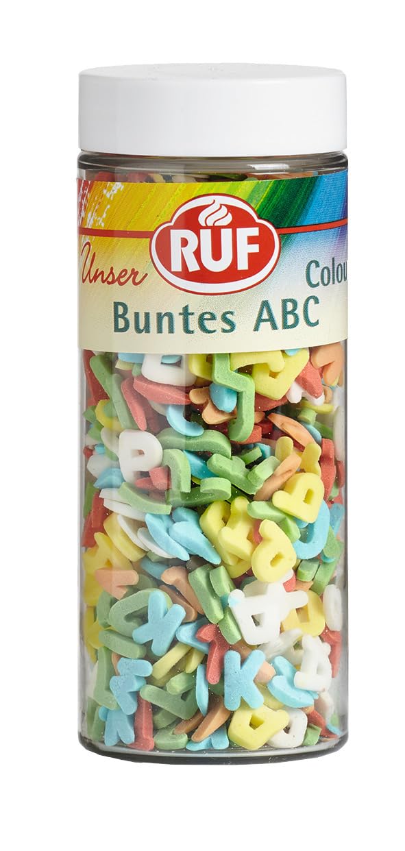 RUF ABC Streusel, Buchstaben Streusel essbar, ABC für Kuchen, Cup Cakes und Plätzchen, essbare Tortendeko