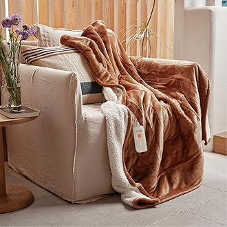 GOTCOZY Heated Blanket Electric Throw 50''X60''- Soft Silky Plush Electric Blanket with 4 Heating Level & 3 Hour Auto Off Heating Blanket, ETL Certified Machine Washable (Biscuit)