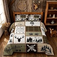 Vista 62 de Juego de edredón Deer Bear para niños tamaño completo, juego de ropa de cama rústica de aventura de caza para decoración de habitación de niños