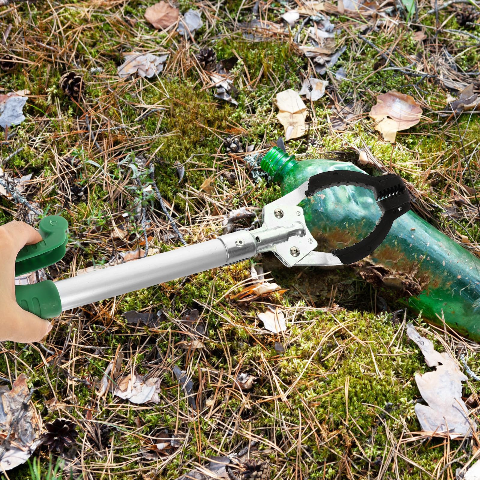 TEHAUX Pince A Dechet en Alliage D'aluminium Robuste Pince Élastique Haute Résistance, Outil D'aide la Portée pour Ramasser Déchets Parc L'école