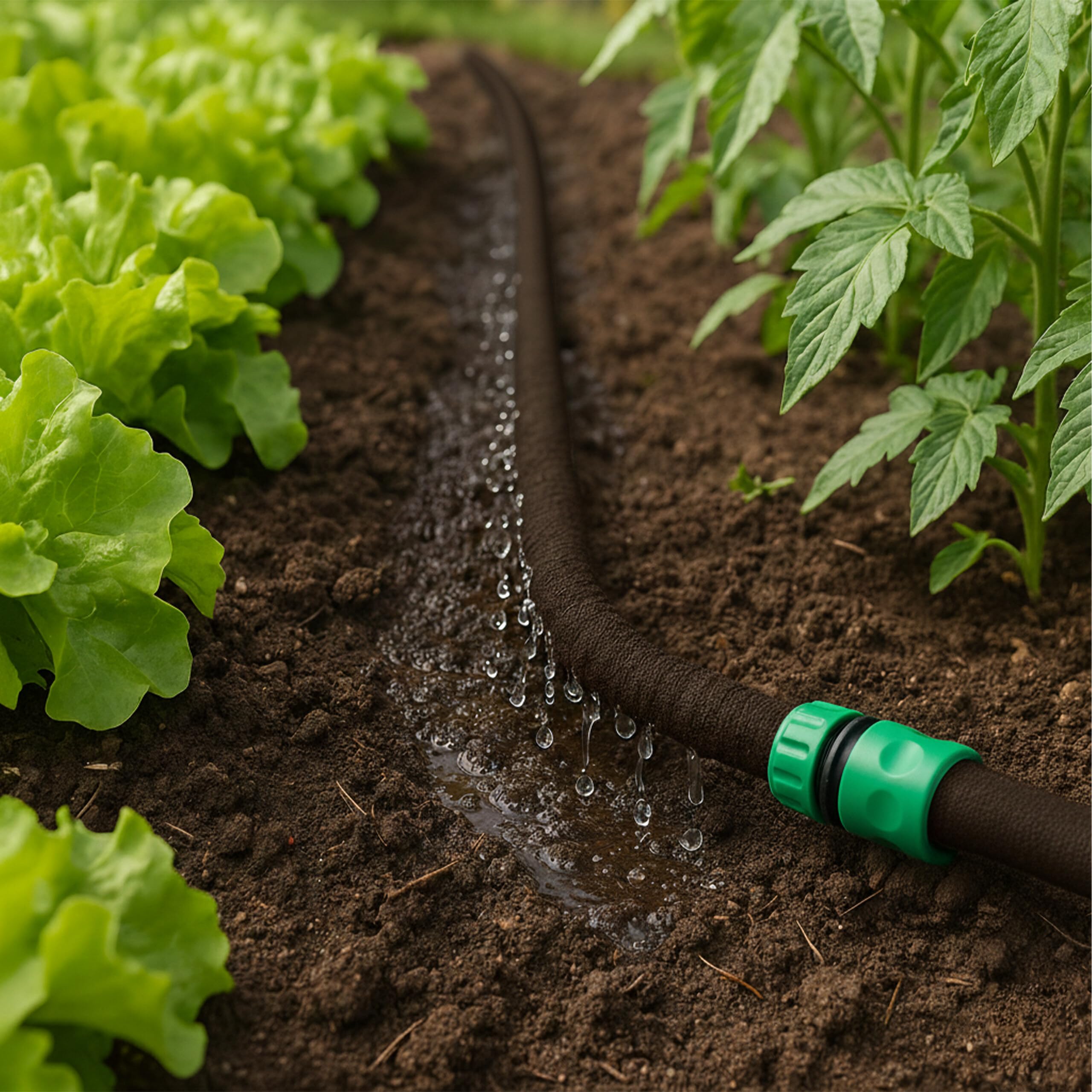 Relaxdays Tubo a Goccia, irrigazione, 70 m, per aiuole Rialzate e siepi, Marrone, Tubi