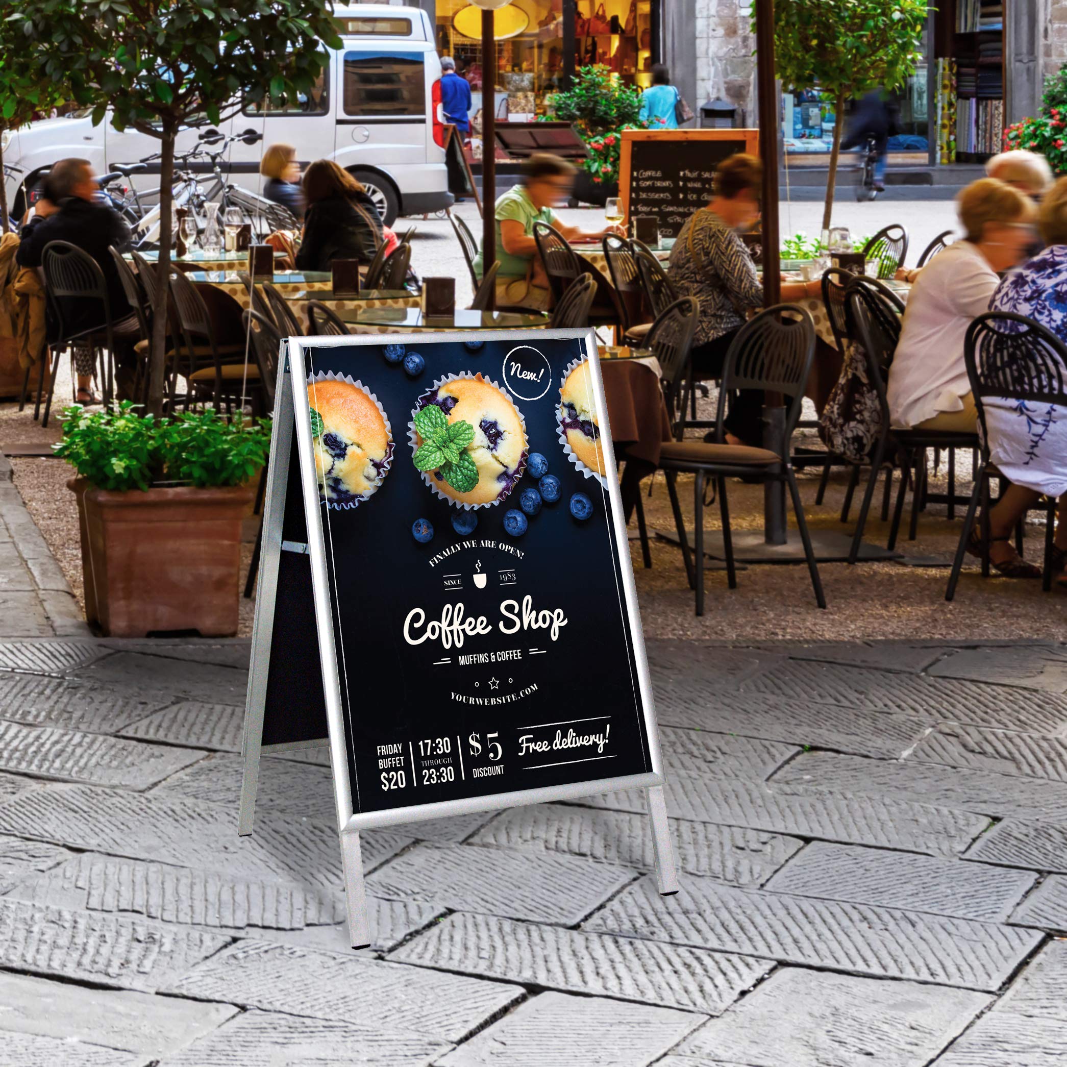 Kundenstopper Indoor, Gehrung, DIN A1 Plakatständer mit 25 mm Profil