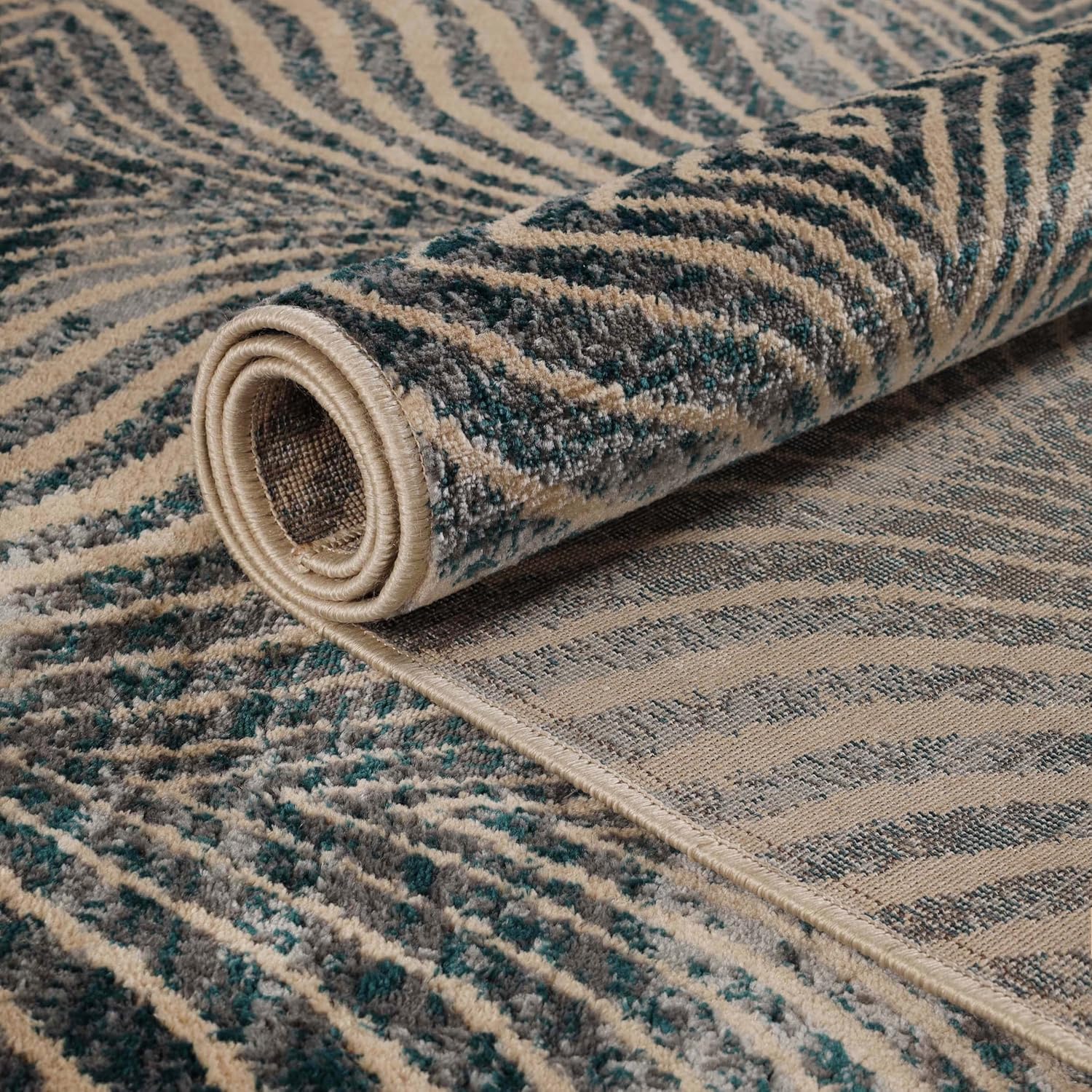 BNM Indoor Small Area Rug with Jute Backing, Great for Entryway, Living Room, Kitchen, Dorm, Bedroom, Hallway, Hardwood or Tile Floor Cover, Abstract Diamonds Indoor Area Rug, 2' x 3'