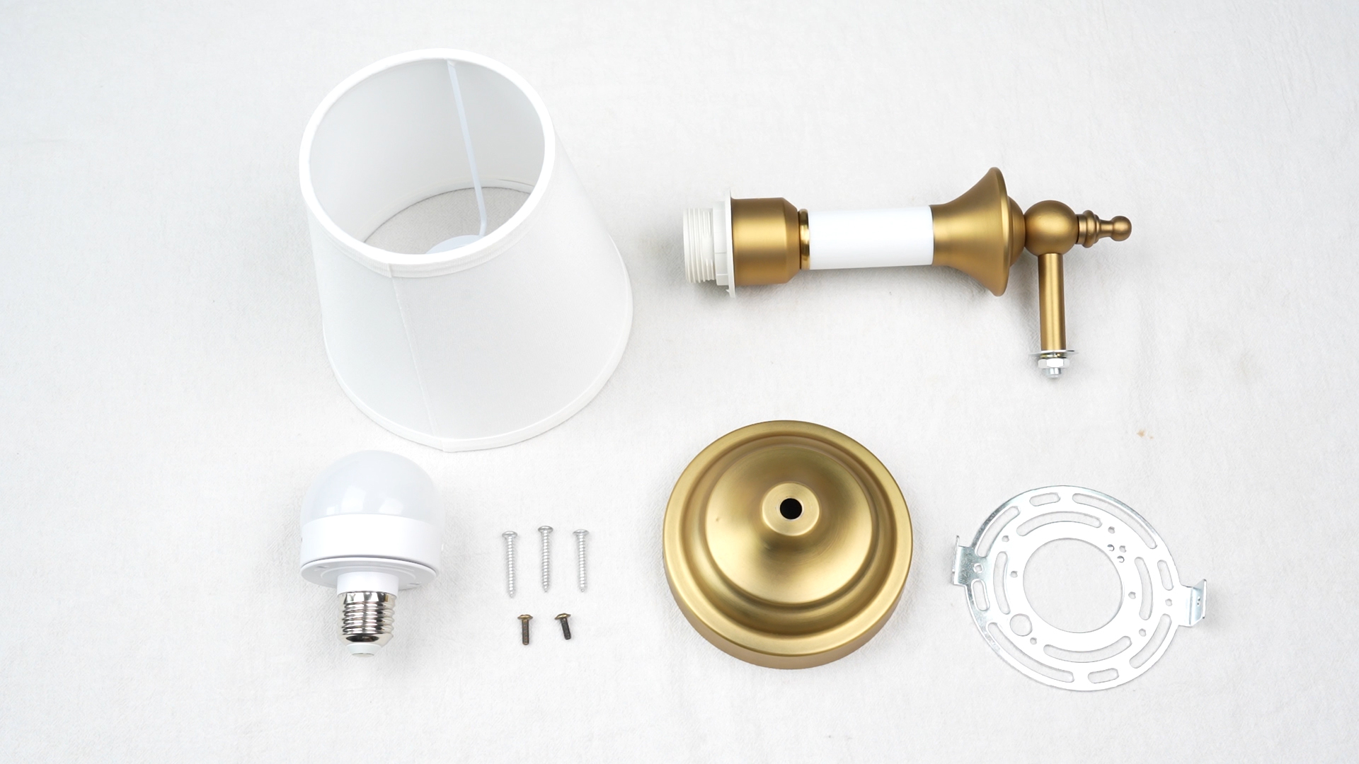 Image of Phansthy Battery Operated Wall Sconce Set of 2, Rechargeable Wall Lights with Dimmable Bulbs and Remote, 12 RGB Colors Wireless Antique Gold Wall Lamps (White Shade, Battery Operated (2 Pack))
