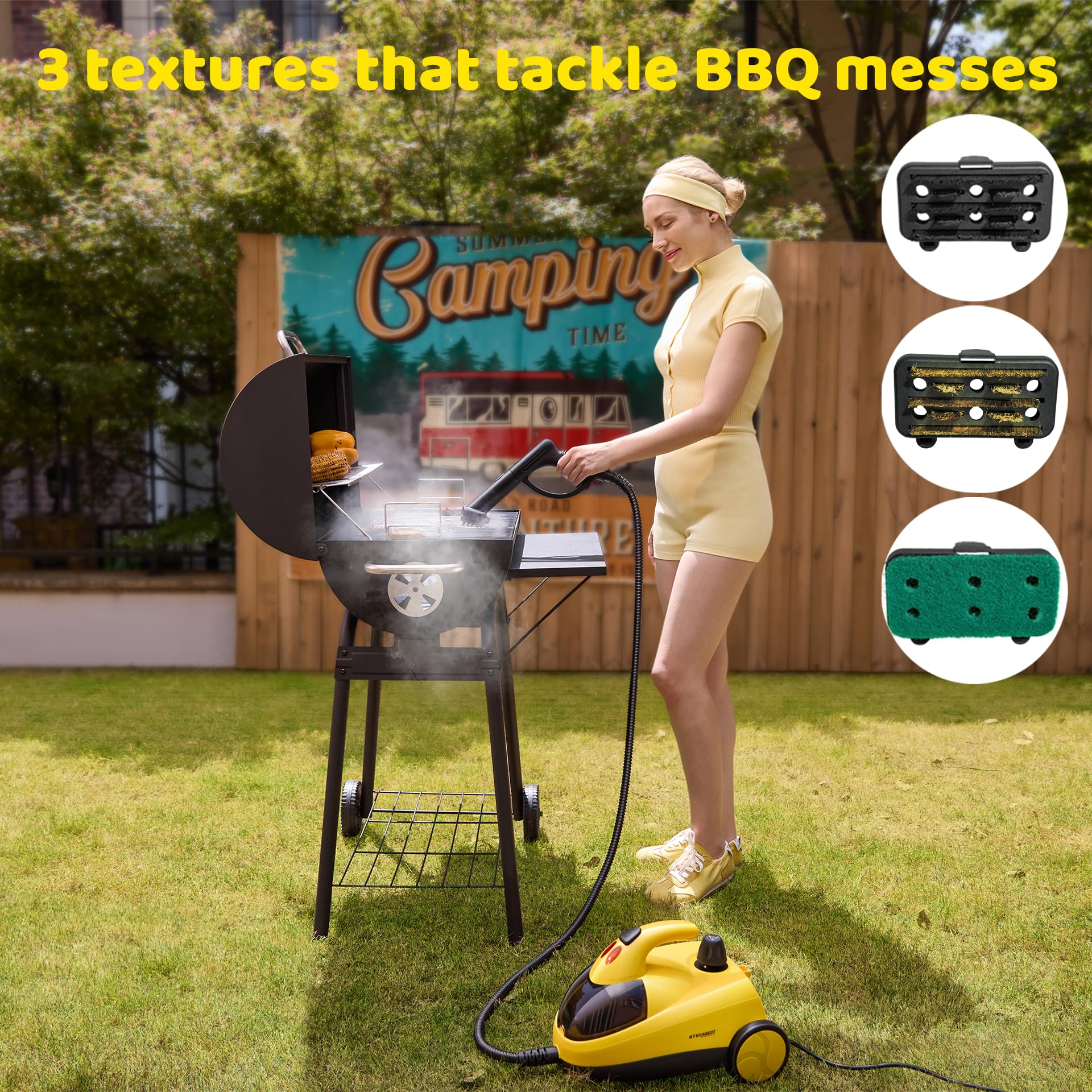 STEAMBOT Mop parowy 37 w 1 do domu i samochodu, zbiornik na wodę 2 l, wąż 1,3 m, głębokie czyszczenie parą do podłóg, płytek, fug, okien, kuchni, salonu, parowar wielopowierzchniowy