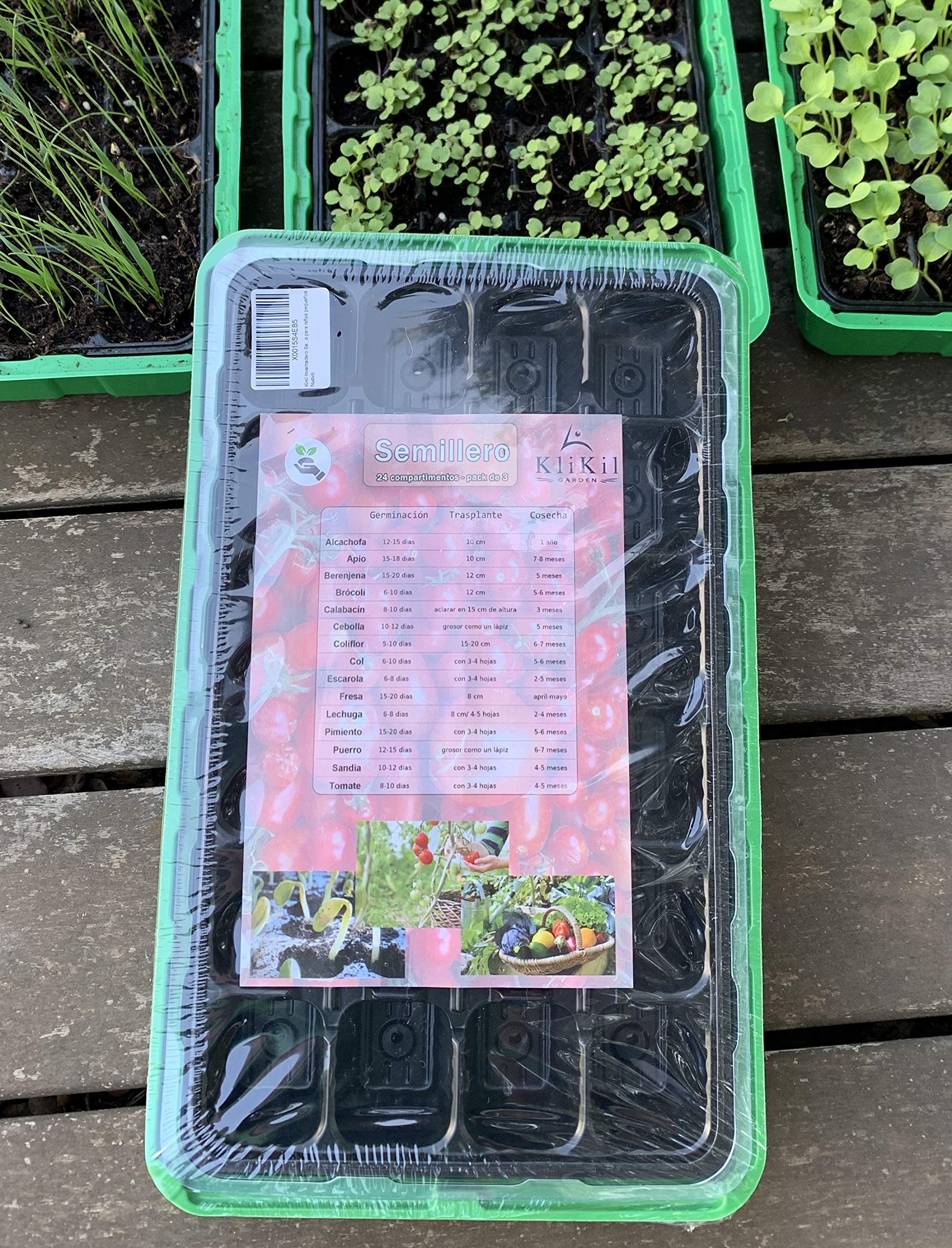Mini Serra da Balcone germinazione Semi - 72 Alveoli per Semina Set Completo di 3 vaschette 3 cupole e 3 vasi per Semina da 24 vasetti l'uno - miniserra Semi Peperoncino e orto Urbano