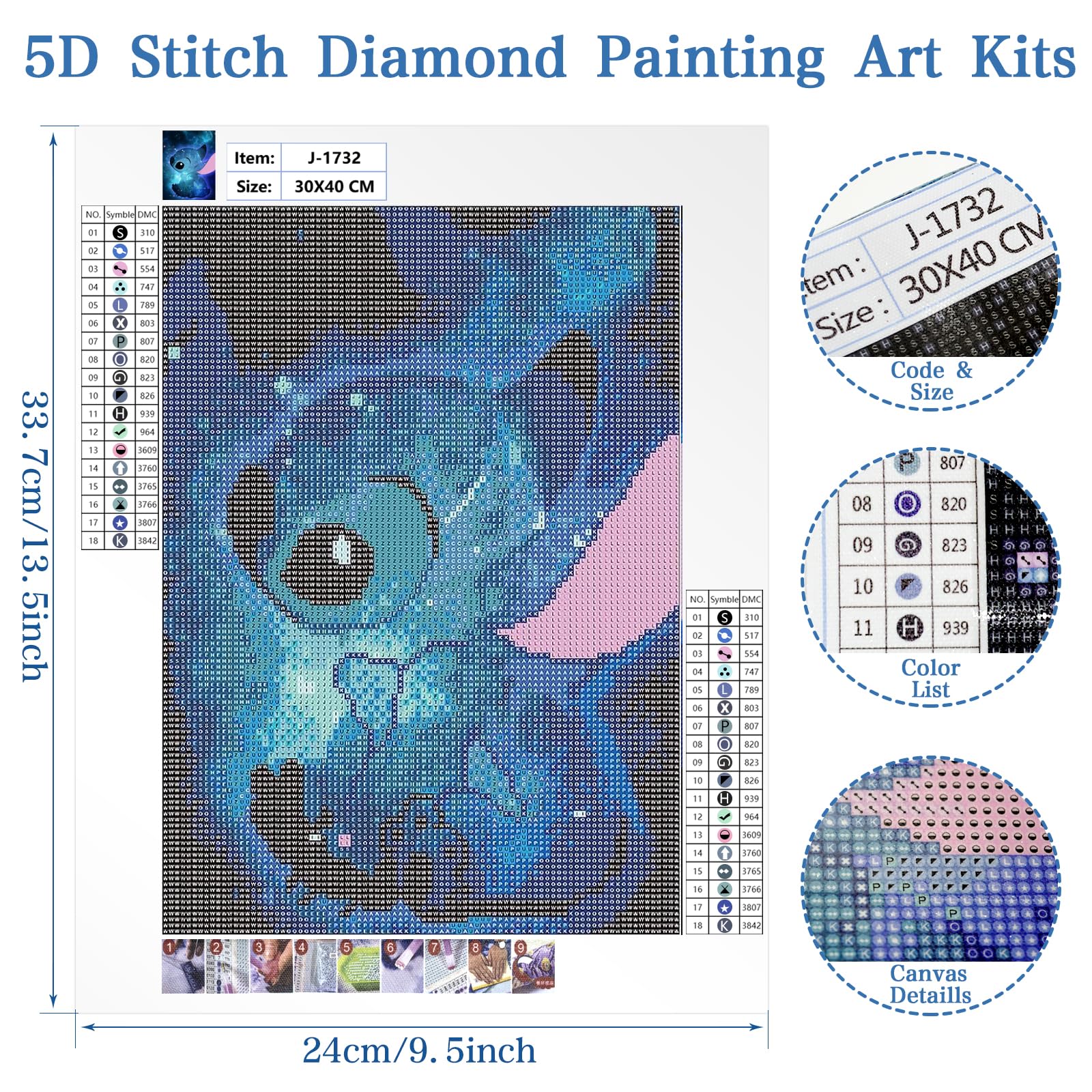 Kit Diamond Painting Stitch 5D | 4 Tele 18x18cm | Con Diamanti E Strass | Per Decorazione E Regalo - Foto 8
