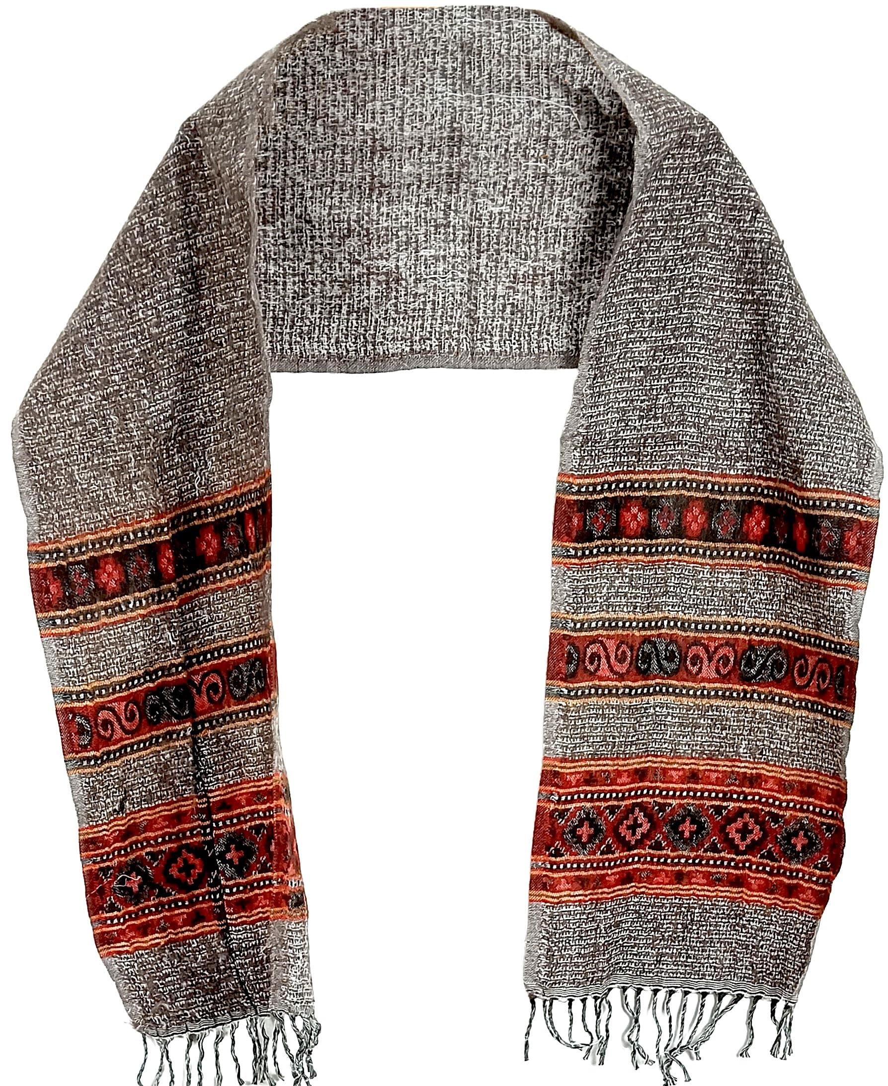 india scarves Winter Woollen Muffler Scarf For Men, Warm Printed Neck muffler For Men(Black,Grey And White)-picture-33