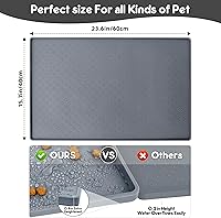 Vista 26 de Tapete de comida para perros y gatos para el piso, tapete para alimentación de perros y agua, bordes elevados para alimentos y gatos, tapete