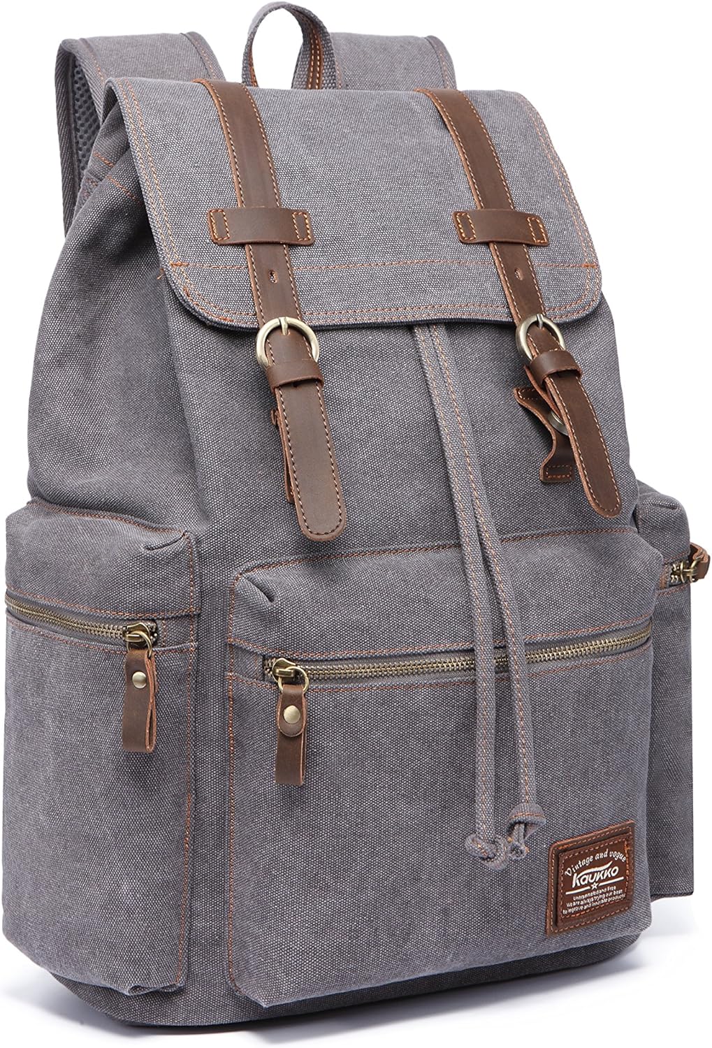 KAUKKO Vintage Casual Canvas and Leather Rucksack Backpack
