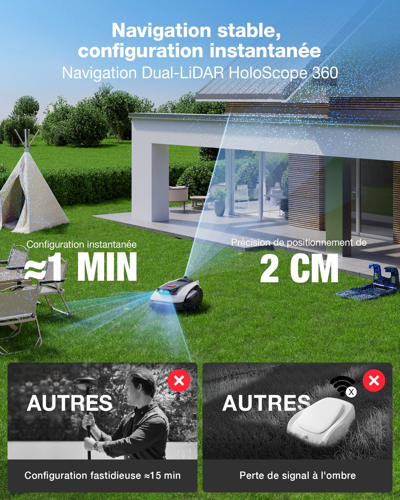 ECOVACS Goat O1200 LiDAR Pro Robot Tondeuse sans Fil — vue 3