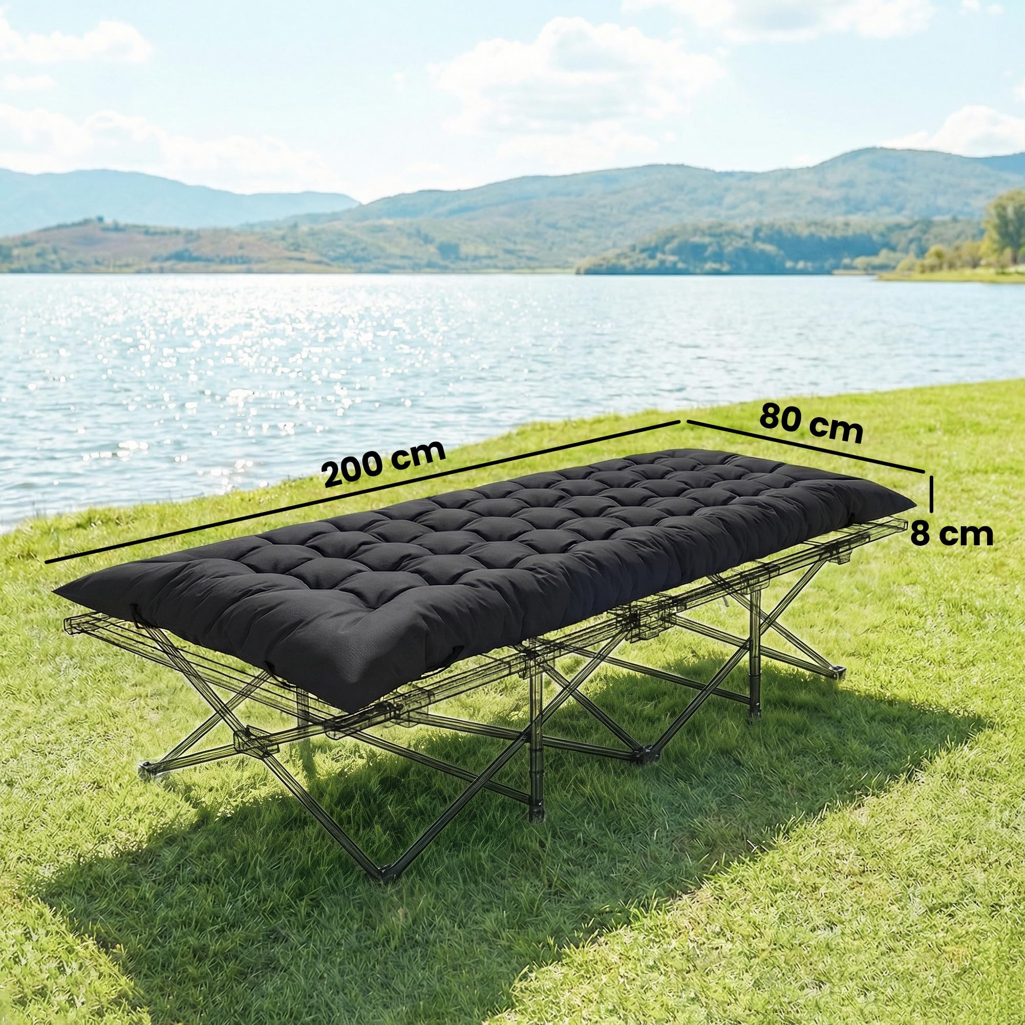 Outsunny Esterilla de Camping Plegable, Colchoneta de Camping Portátil con Correas, Antideslizante, Grosor 8 cm, para Cama de Camping, Tienda, Viajes