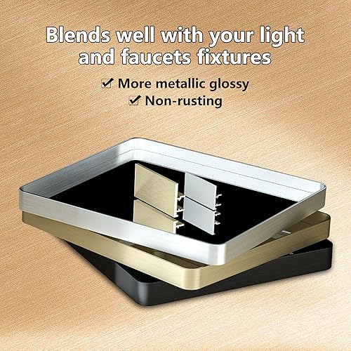 Miniatura 6 de Wanzvisk Espejos con marco dorado para baño, espejo rectangular de 36 x 36 pulgadas para pared, espejo de tocador dorado mate con vidrio templado,