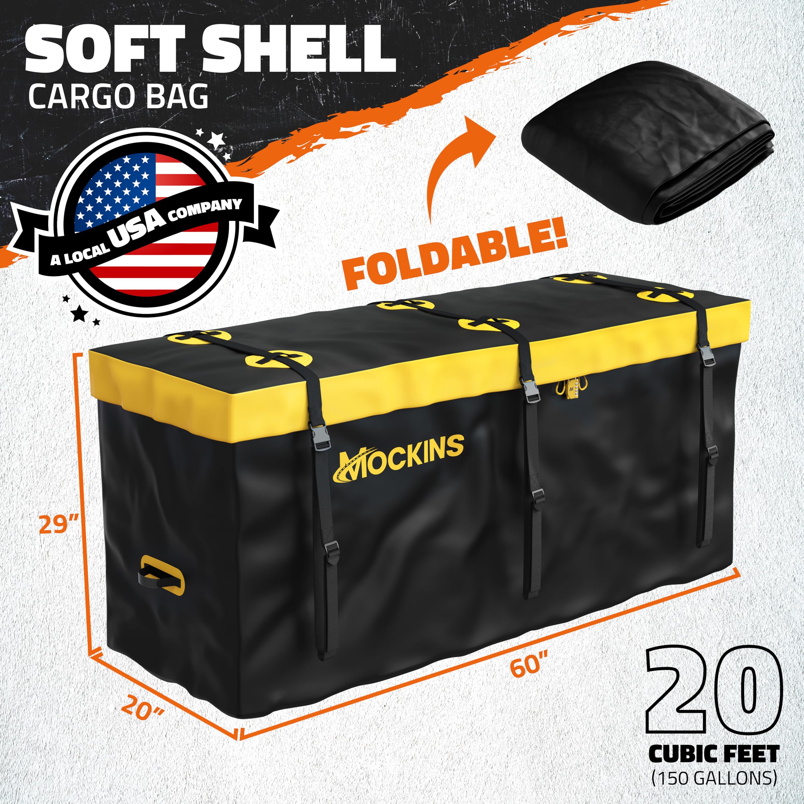 Mockins 20 CuFt Waterproof Cargo Bag for Hitch Carrier | 60