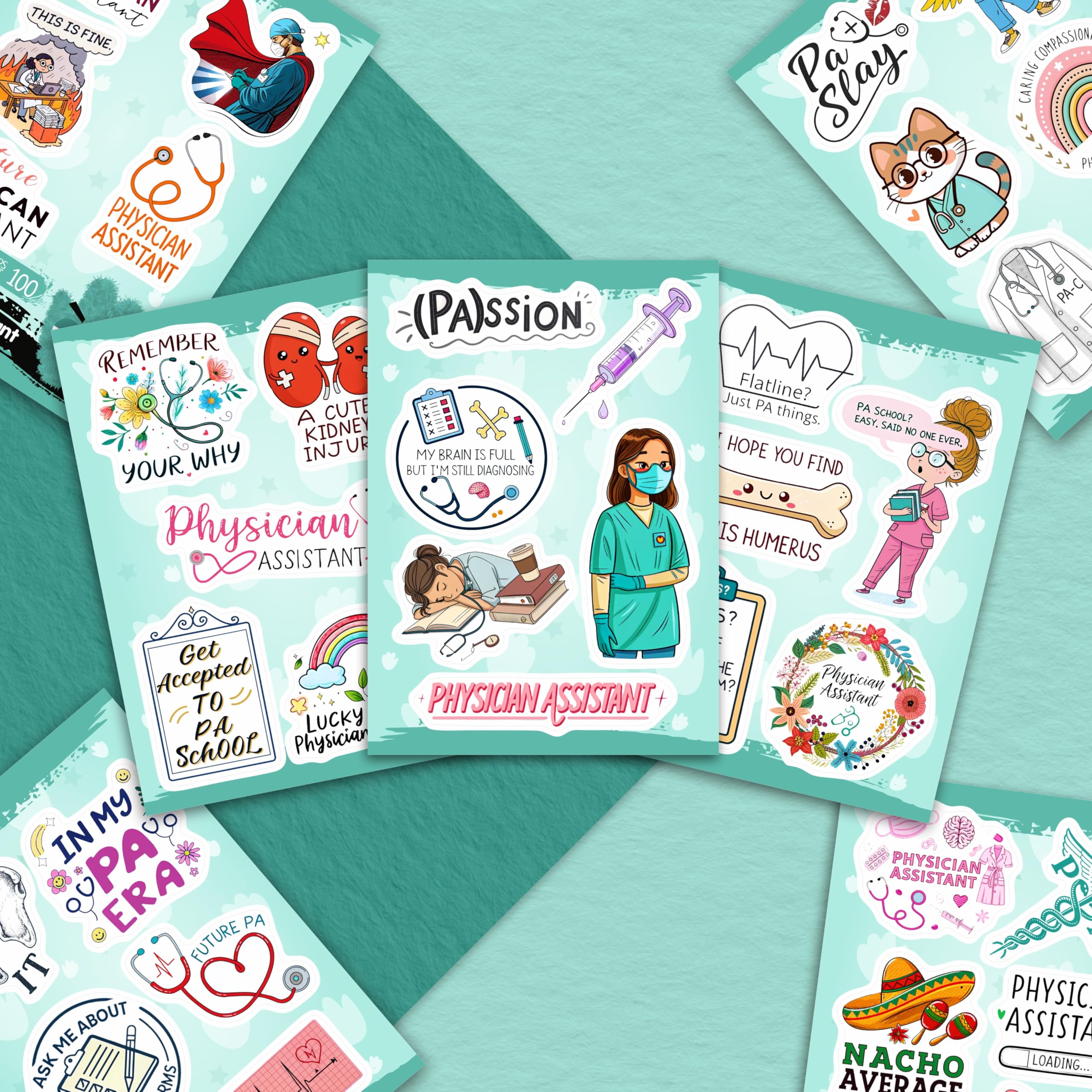 100Pcs Physician Assistant Stickers for Laptop, Water Bottle - PA Stickers - Funny Physician Assistant Gifts, Party Decoration- Medical Decals - Gift for Women & Men