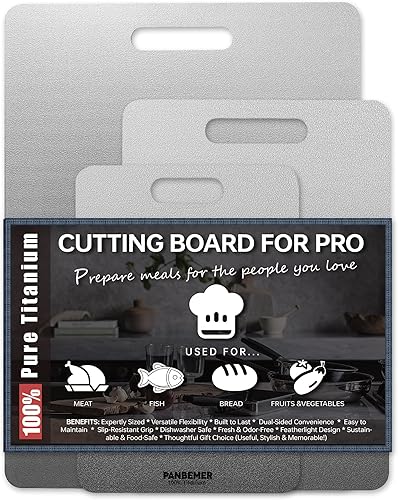 Katori Titanium Cutting Board for Kitchen, Set of 3 Food Grade 100% Pure Titaniu