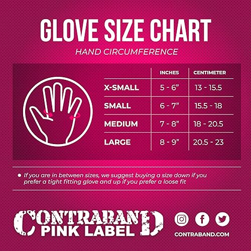Miniatura 2 de Contraband Pink Label 5237 - Guantes de entrenamiento de diseñador para mujer, estampado de calavera de azúcar y acolchado Grip-Lock (rosa, L)