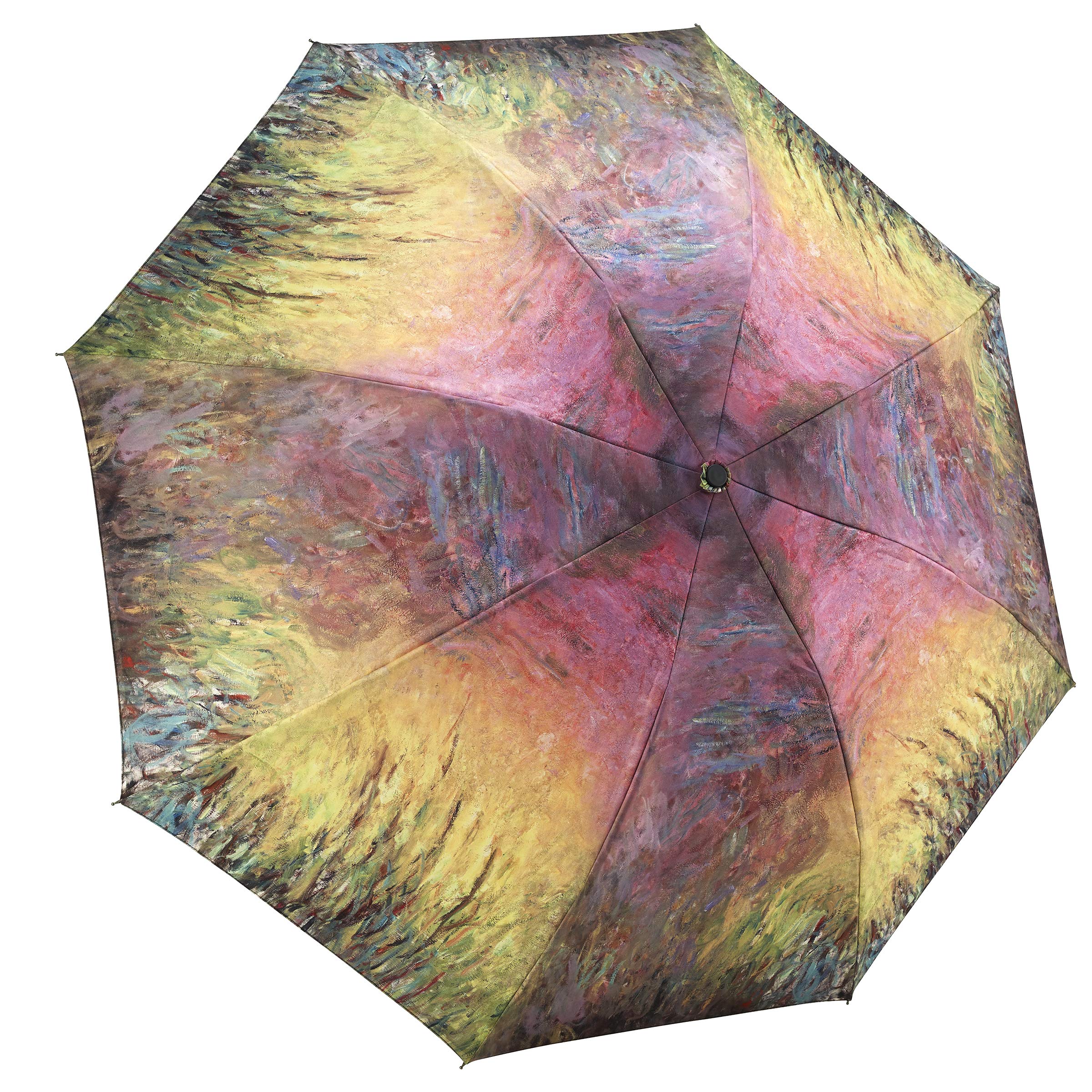 Galleria Reverse Close Folding Umbrella – Waterlilies at Sunset Design on Both Sides