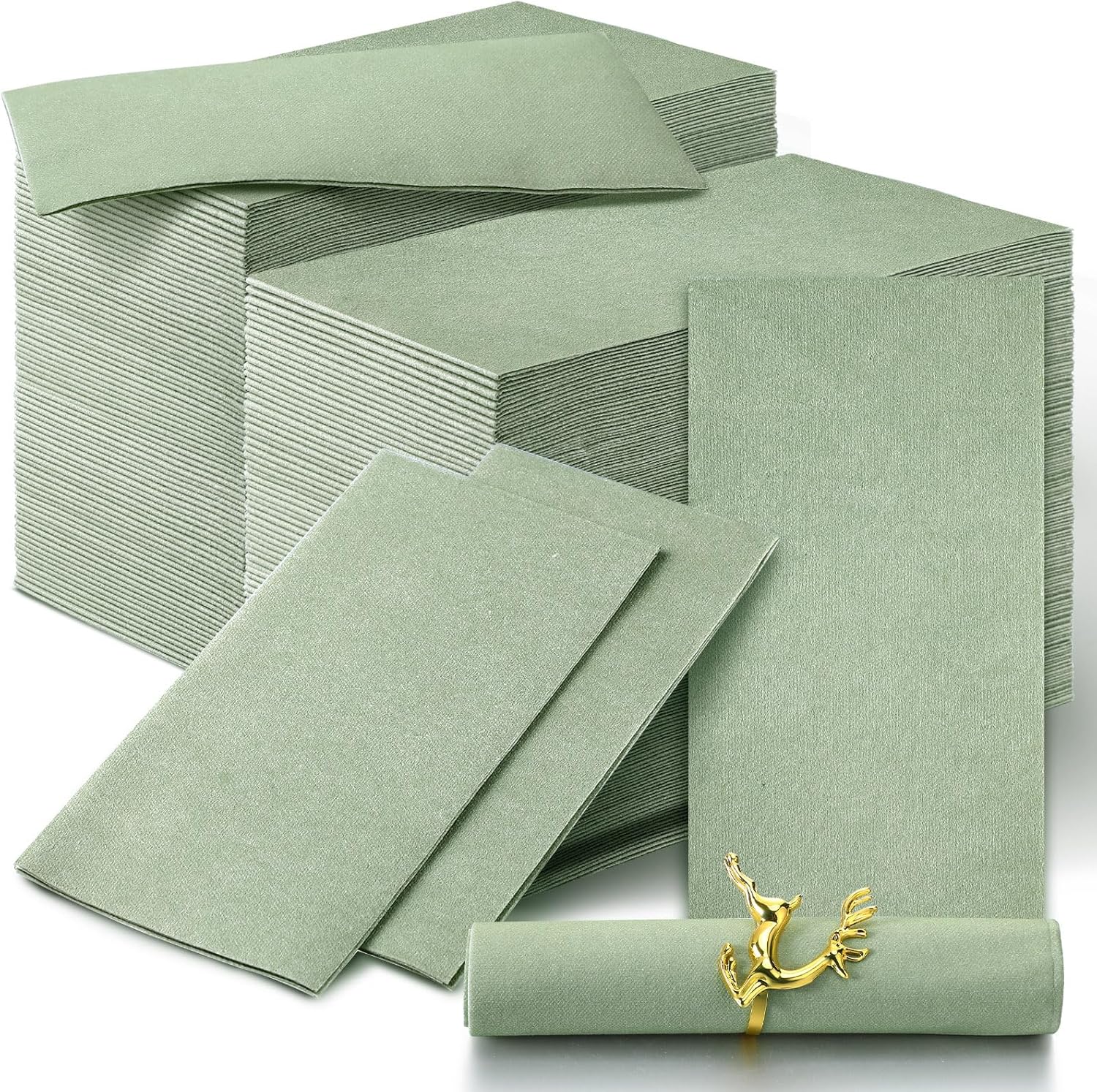 Rtteri 160 Pcs Sage Green Dinner Napkins Disposable Wedding Paper Napkins Bathroom Guest Hand Towels Sage Green Wedding Table Decor for Bridal Shower Birthday Party Supplies