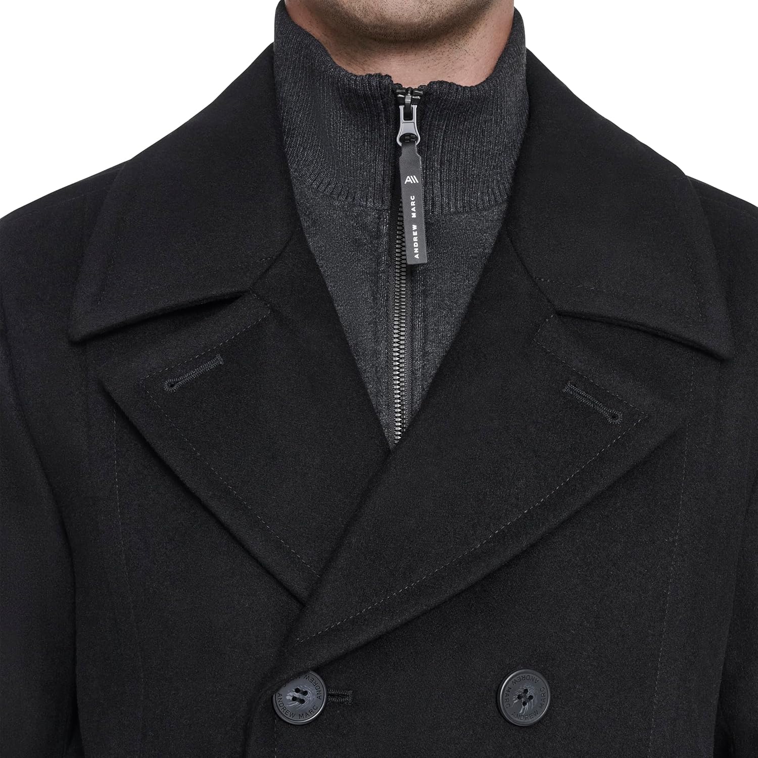 Andrew Marc Men's Attached Rib & Jersey Mixed Inner Bib