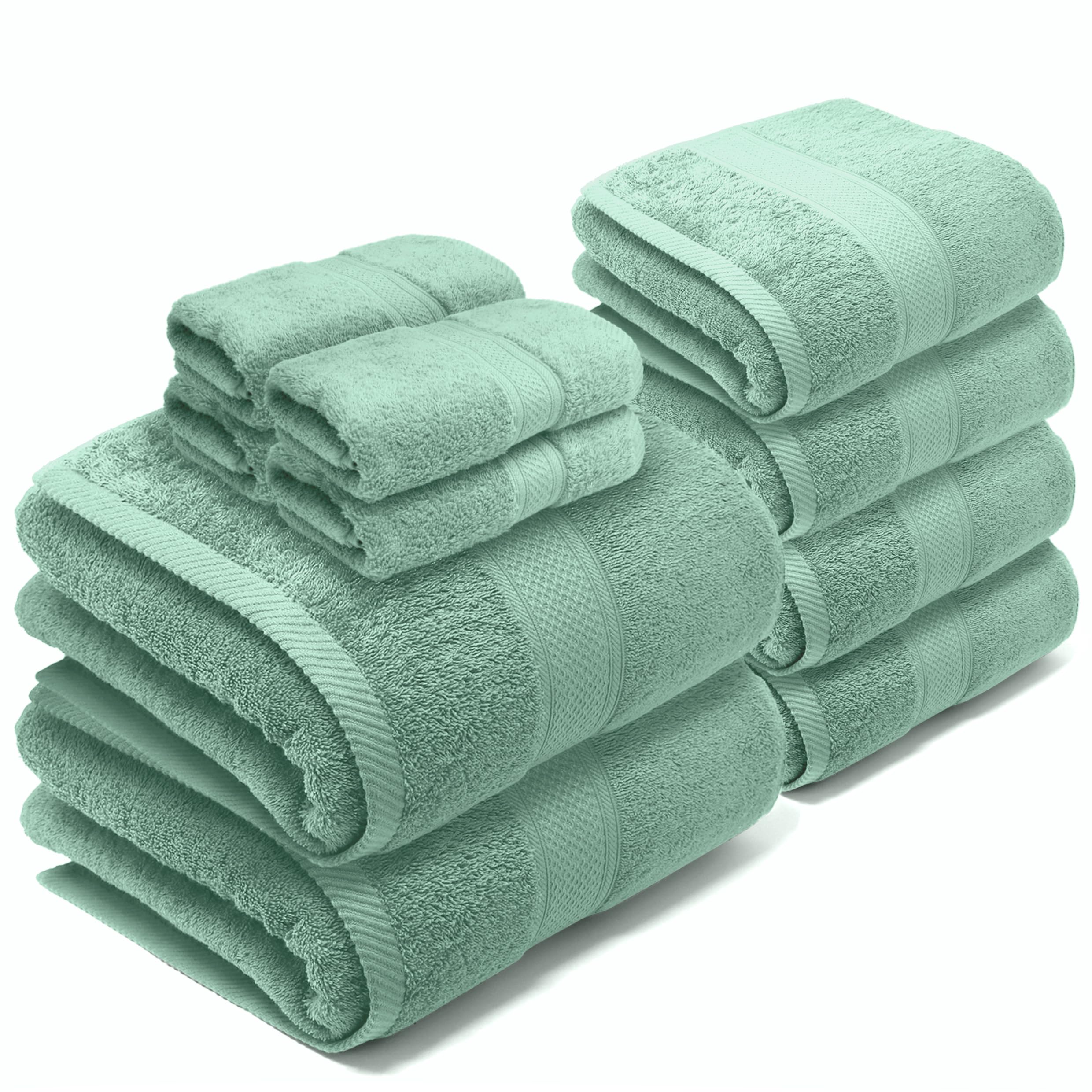 LEBENGOOD Serviettes De Bain Coton 550 G/m² - Pack 8 (Toilette, Main Et Douche)