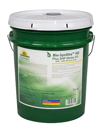 زيوت التشحيم المتجددة 85354 Bio SynXtra HD Plus Super High Performance Low Ash Motor Oil SAE 15W40، 5 Gallon Pail