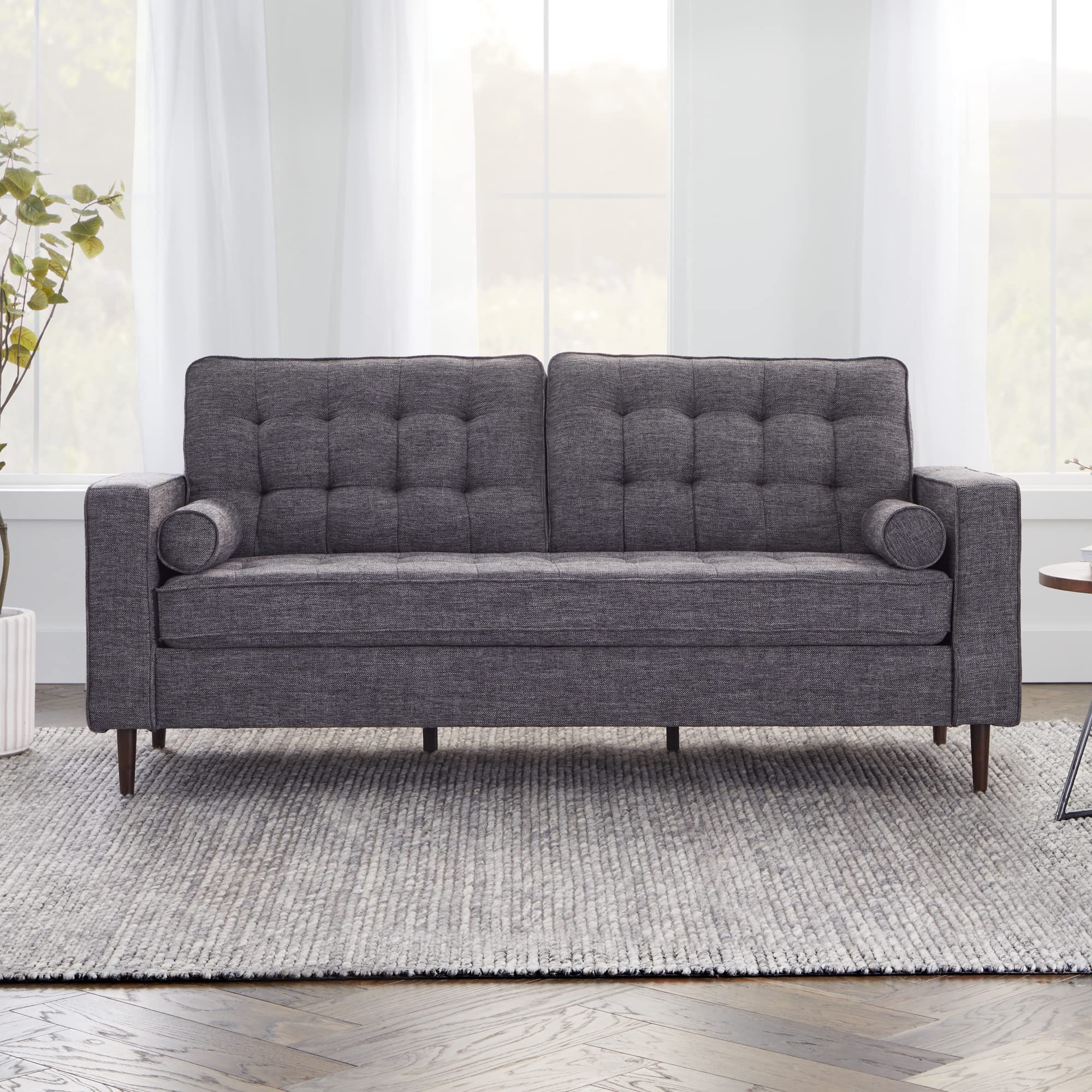 Edenbrook Lynnwood Upholstered Sofa - Couches for Living Room - Charcoal Couch - Small Couch - Living Room Furniture - Includes Bolster Pillows
