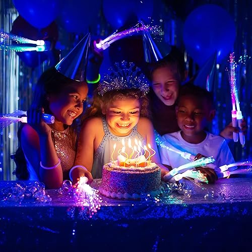Miniatura 5 de Perfect Party Varita de fibra óptica, varitas brillantes para fiestas, juego de luces de neón que cambian de color, juego de pulseras y 15 varitas