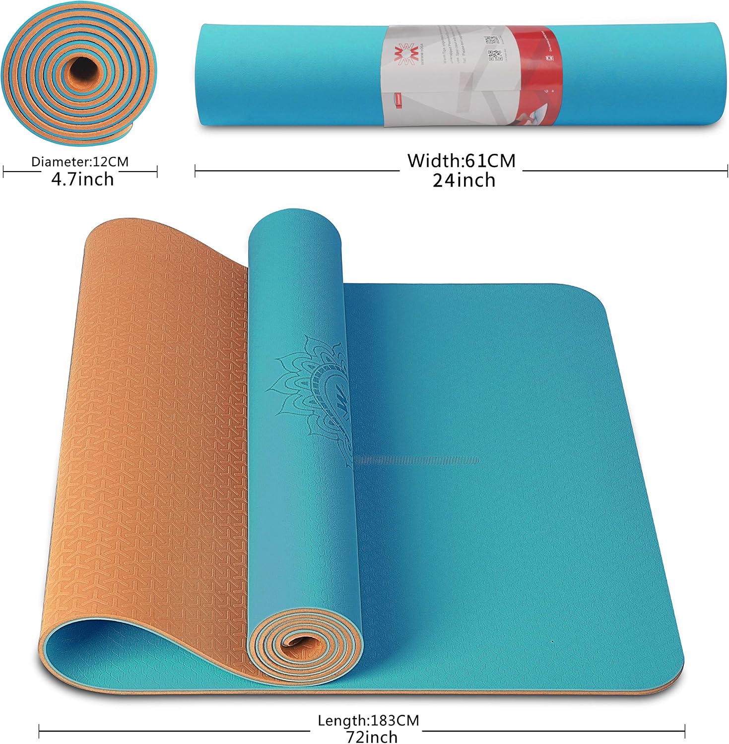 wwww Yoga Mat with Strap, Extra Wide 72 x24 Inch & 27 & 31 Inch, Extra Thick 1/4 & 1/3 Inch, Eco Friendly Yoga Mats By SGS Certified for Yoga Pilates Fitness, Best Gift for Lover