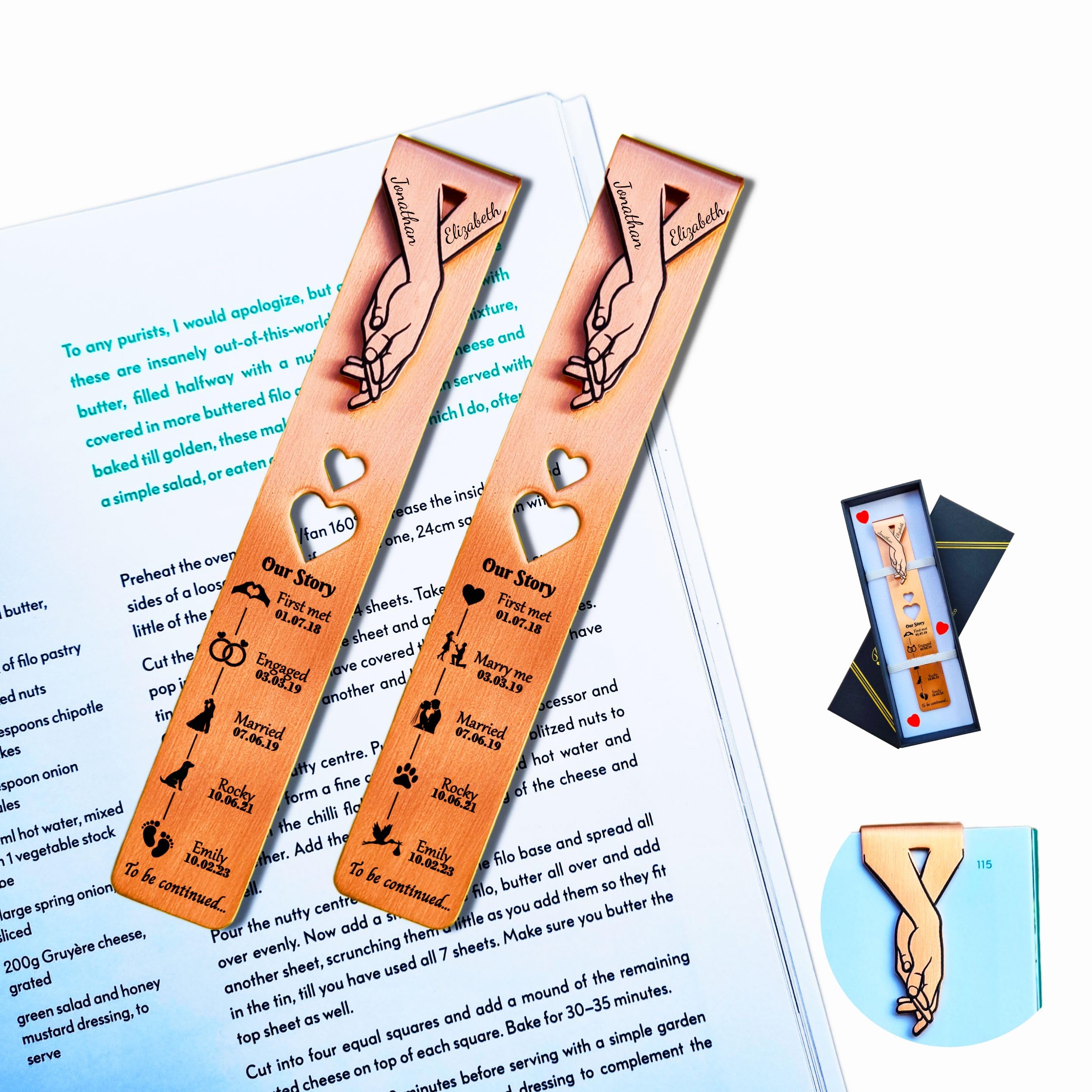 7th Anniversary Present Personalised Copper Bookmark for Wife 22nd Anniversary Present for Couple Wedding Anniversary (Our Story)