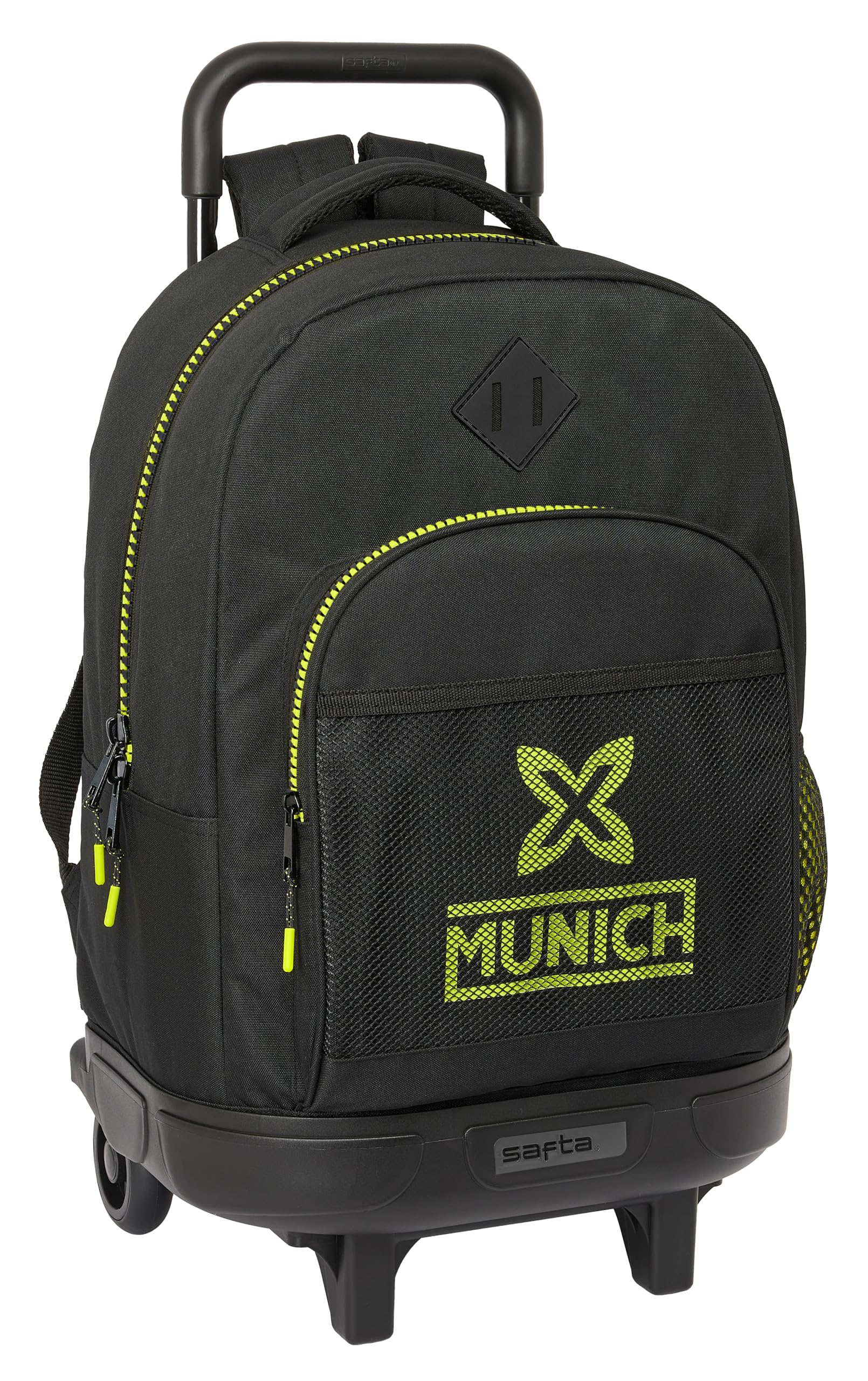 Safta MUNICH BEAT - Mochila Grande con Ruedas, Compacta, Extraíble, Ideal para Niños de Diferentes Edades, Cómoda y Versátil, Calidad y Resistencia, 33x22x45 cm, Color Negro