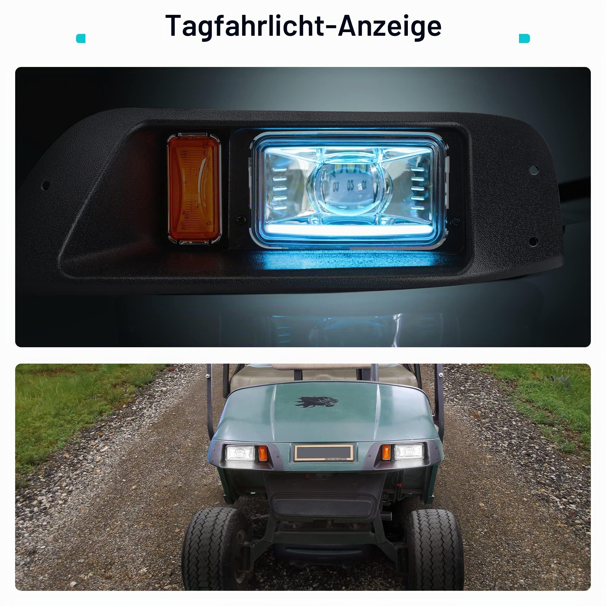 10L0L Golfwagenlicht-Set für EZGO TXT mit Tagfahrlicht für Fern-/Abblendlicht 1995–2013 (12 V/36 V/48 V) TXT Golfwagen mit Blinker, Bremslicht