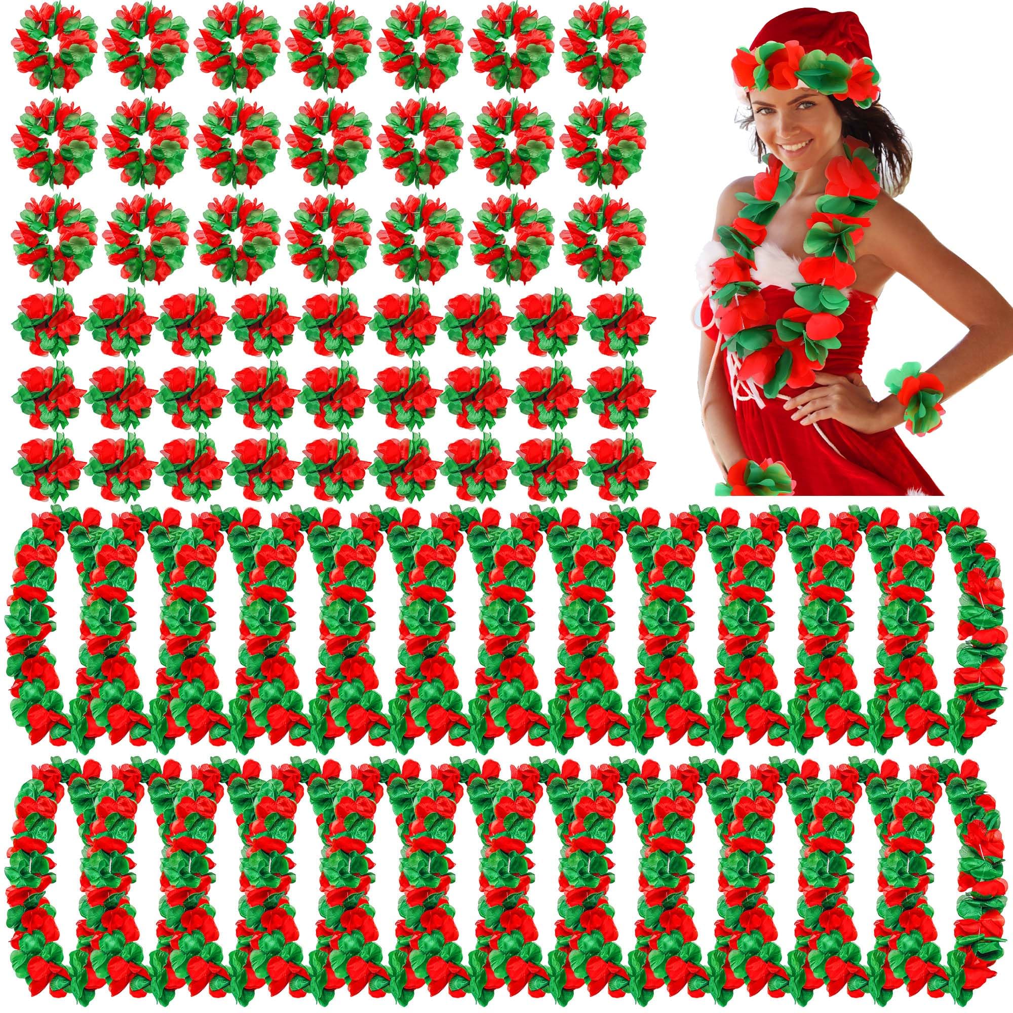 Amazon.com: Tlswshsy 96 Pcs Christmas Hawaiian Leis Set, Red and