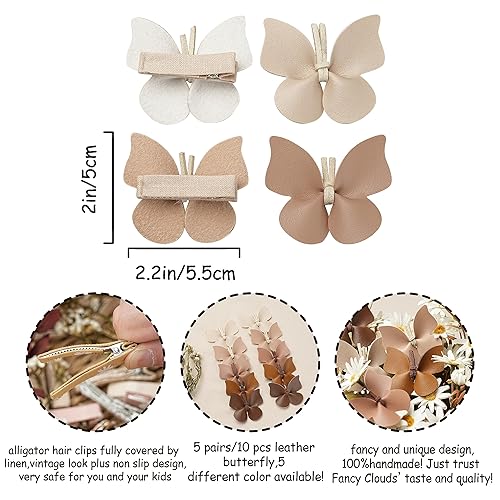 Miniatura 2 de 20 pinzas de mariposa para el cabello para niñas, mujeres, bebés, lazos de cuero con clips de cocodrilo totalmente forrados, accesorios para el