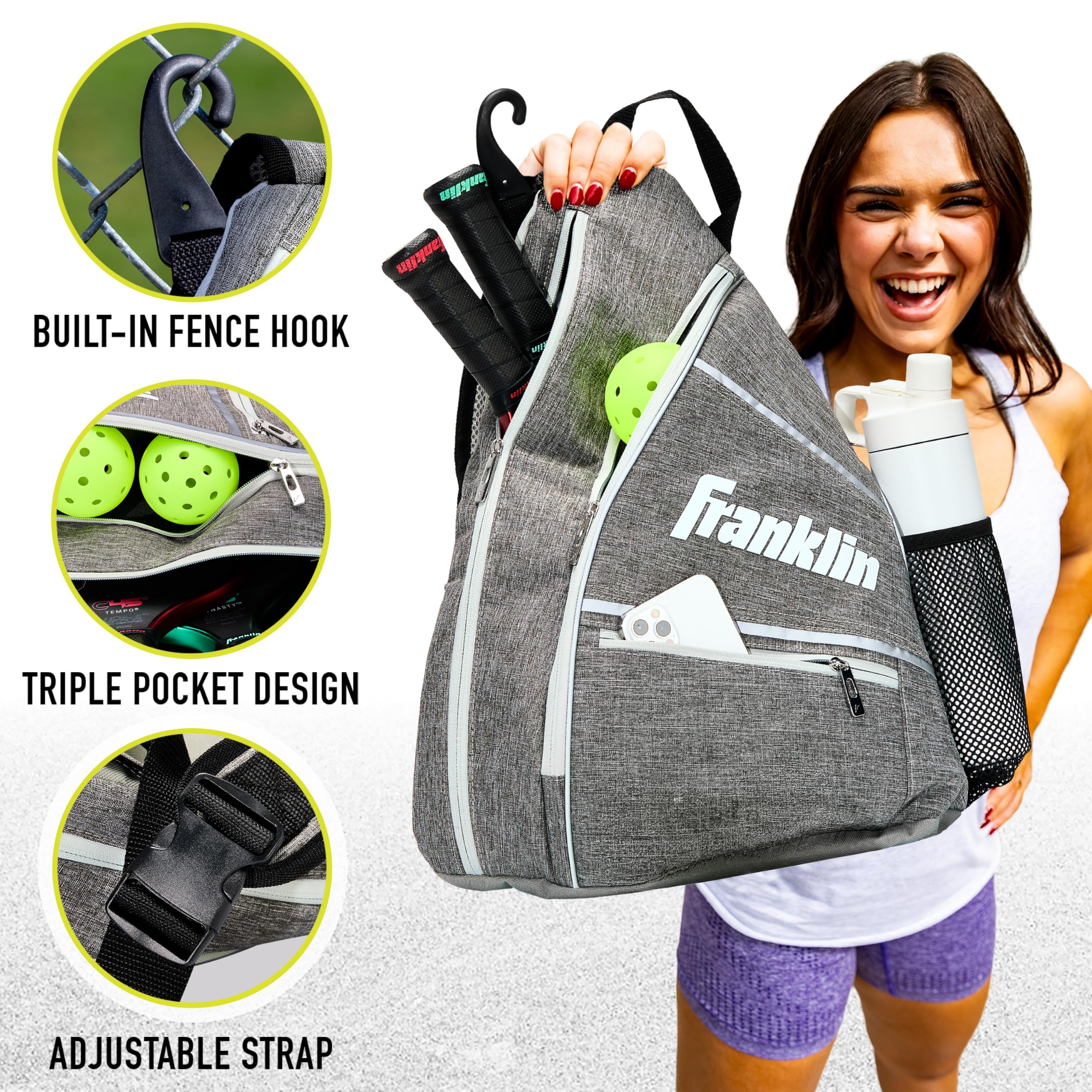 Franklin Sports Sac à Dos de Pickleball Officiel US – Contient Pagaies, Balles, Accessoires
