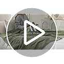 Amélie Home Checkered Chenille Knit Throw Blanket for Couch, Classic Texture Decorative Soft Blanket for Sofa, Chair & Bedroom, 50"x60", Blue