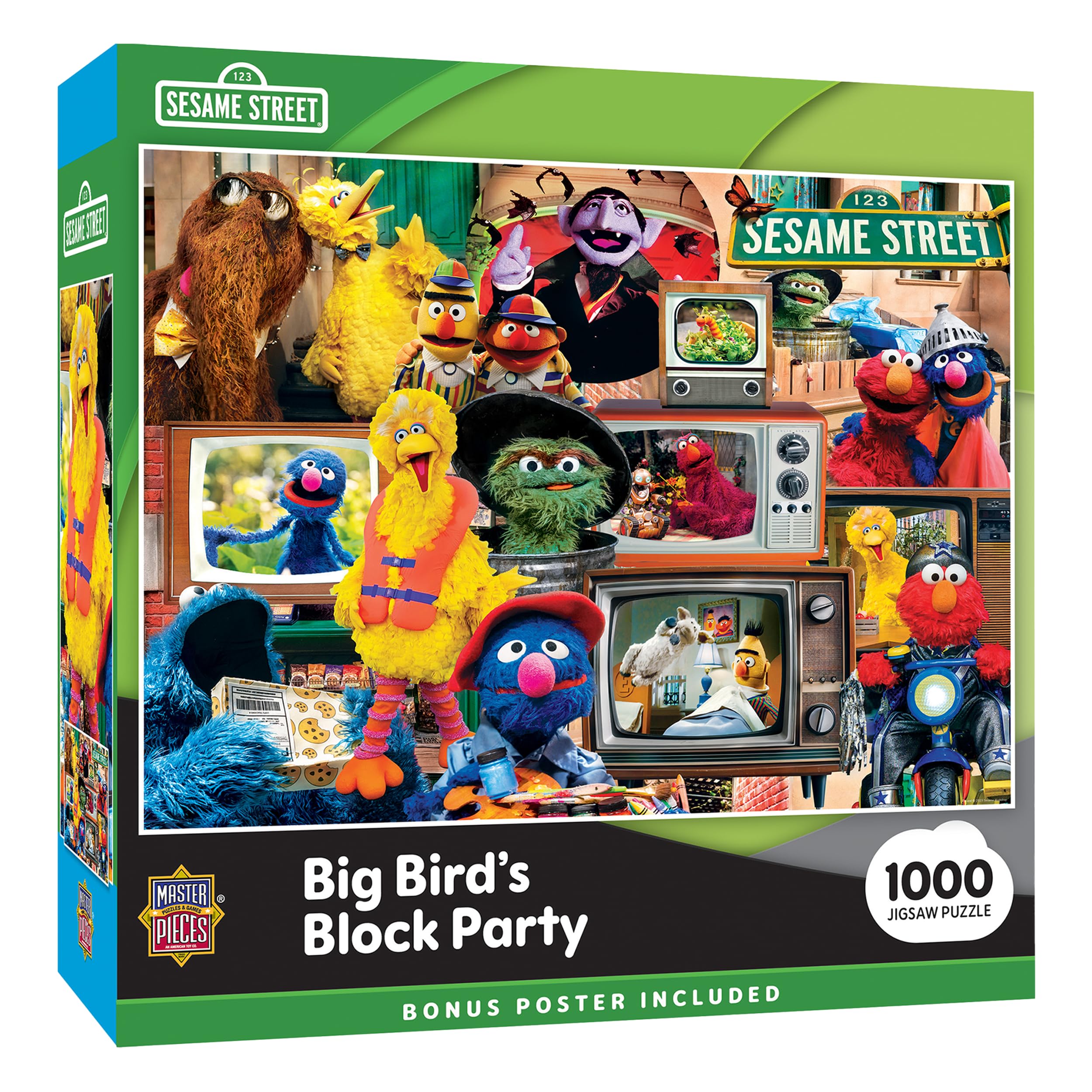 MasterPieces Sesame Street Big Bird's Block Party 1000 Piece Adult Jigsaw Puzzle - Cartoon Jigsaw 19.25"x26.75" โ image 1