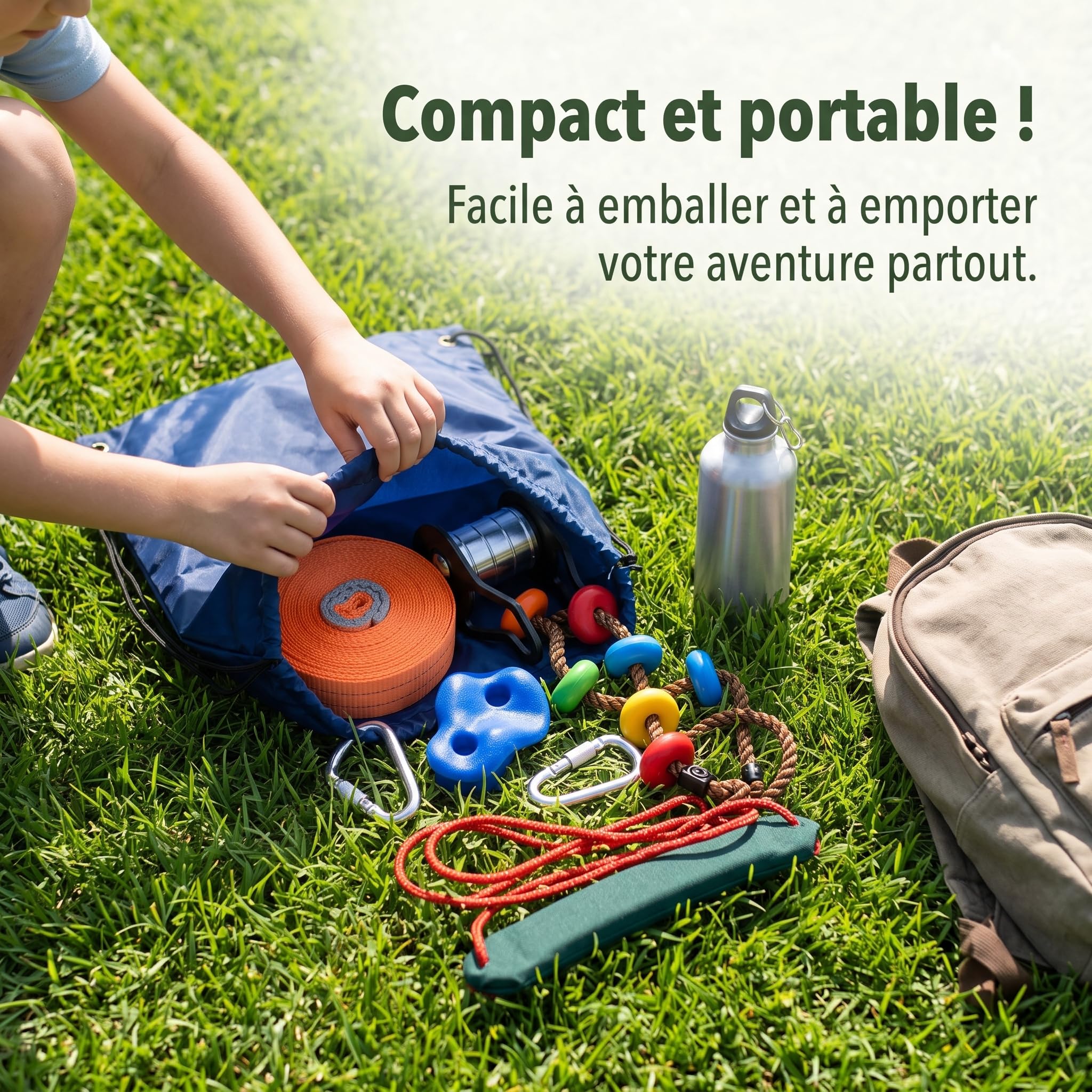 Kit Slackline per Bambini, Percorso Ostacoli da Esterno, Set Completo 7 Pezzi, Giochi da Esterno per Bambini