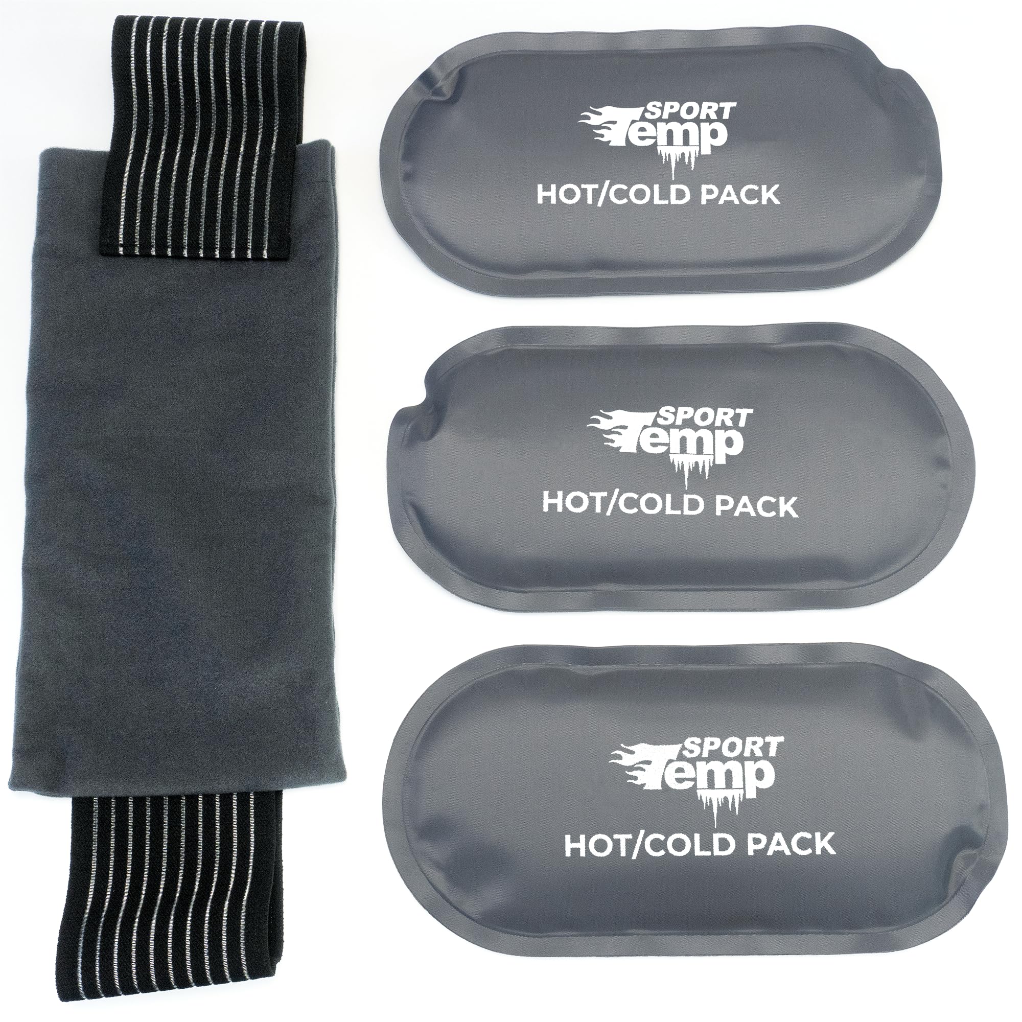 Sport Temp 3 paquetes de gel reutilizables para terapia de frío y calor, flexibles cuando se congela para lesiones, dolor en las articulaciones, cadera, hombro, espalda, rodilla, compresa ajustable