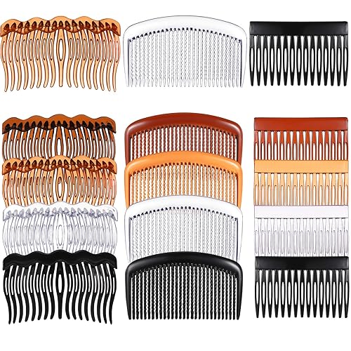 Vista 14 de Chuangdi 12 piezas de peine giratorio de pelo lateral francés, peine decorativo de plástico para mujer, accesorios con dientes, clips laterales 23