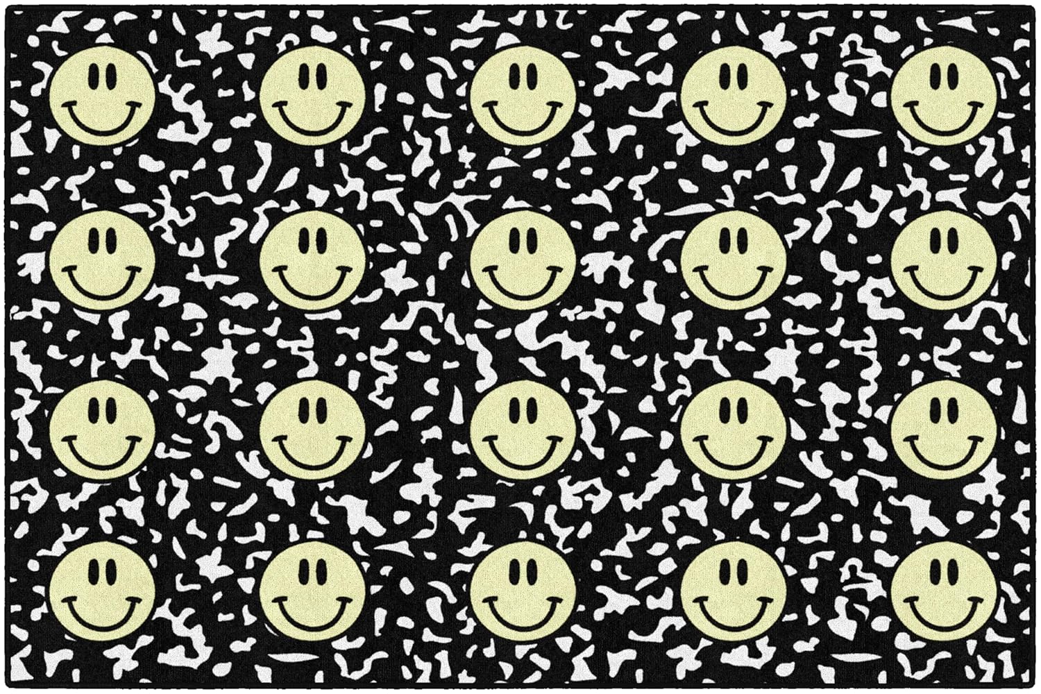 Flagship Carpets Smiley Faces Sit Spots on Composition Book Paper Educational Area Rug for Kids Room, Children's Classroom Rug for Teaching and Playroom, 7'6" X 12' - Multicolor